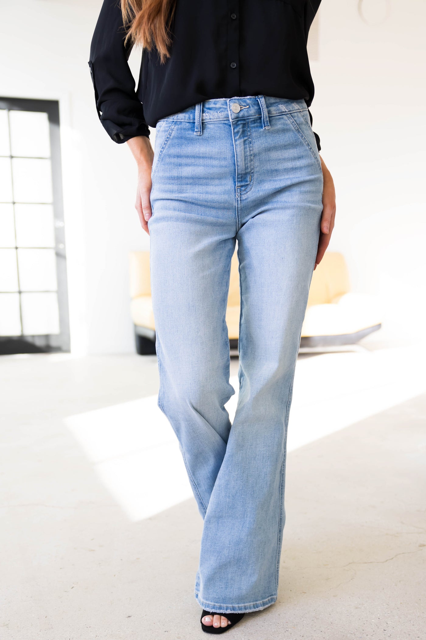 KanCan Light Wash Ultra High Rise Flare Jeans