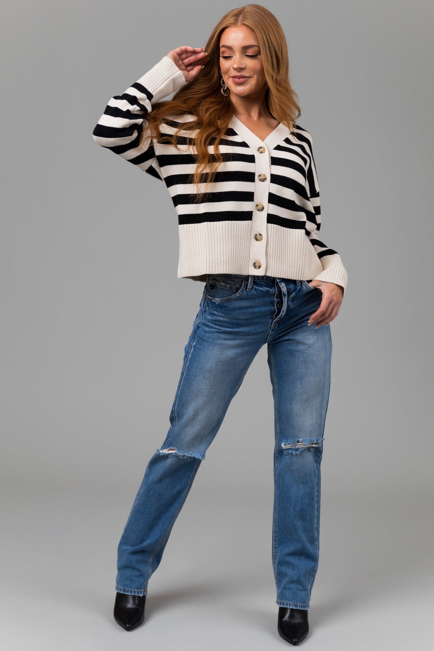 KanCan Medium Wash Distressed High Rise Straight Jeans