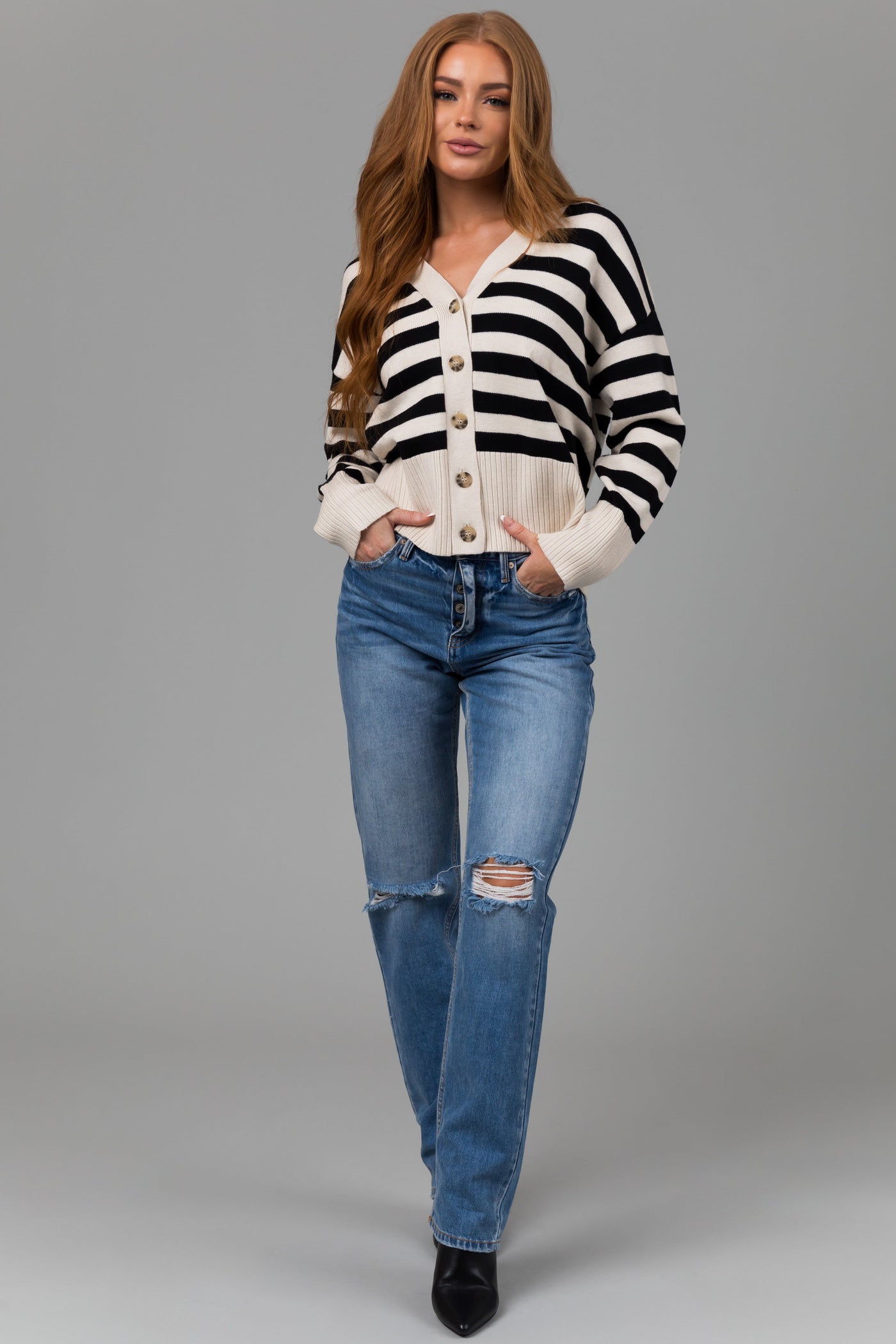 KanCan Medium Wash Distressed High Rise Straight Jeans