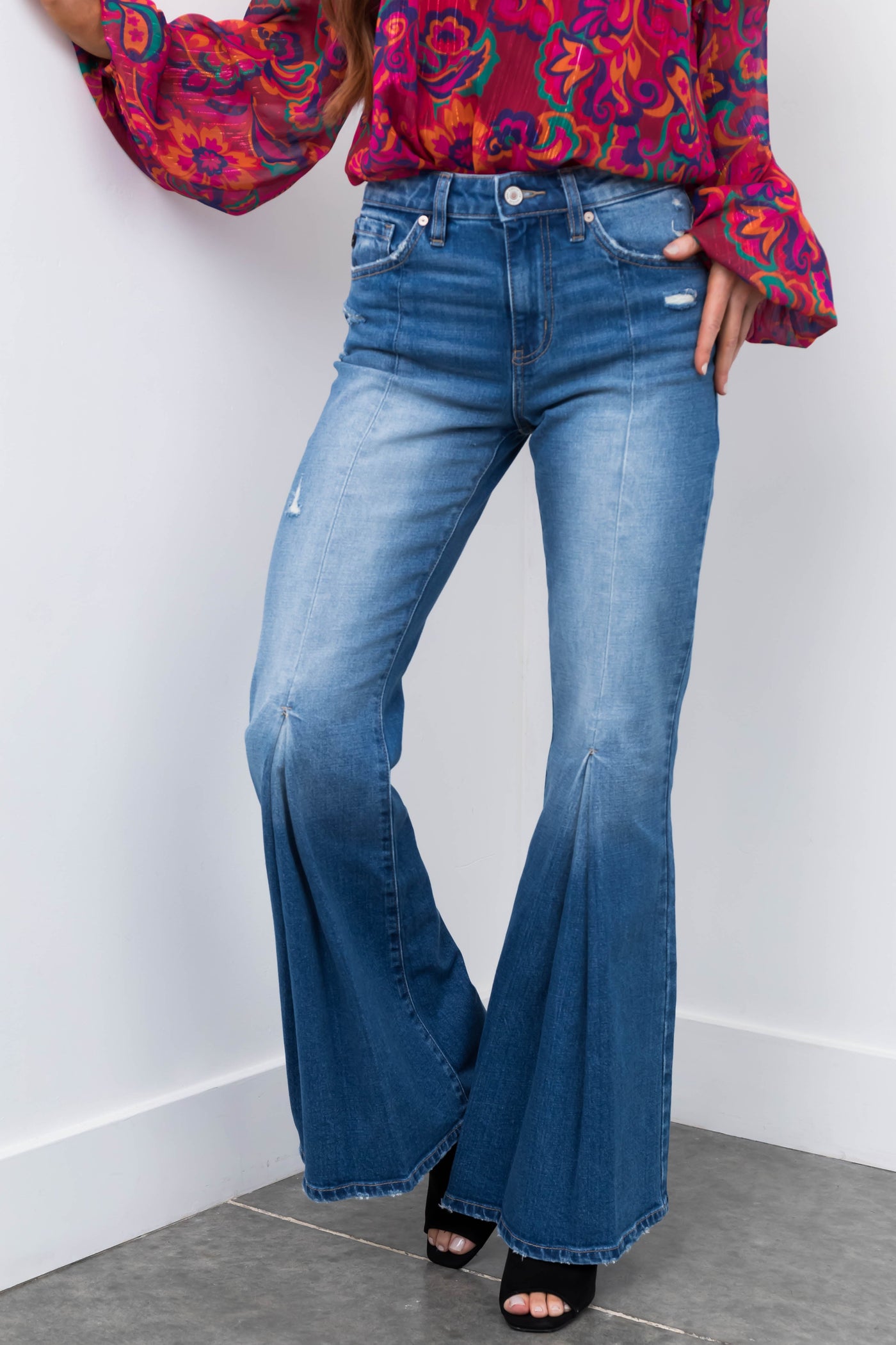 KanCan Medium Wash High Rise Super Flare Jeans