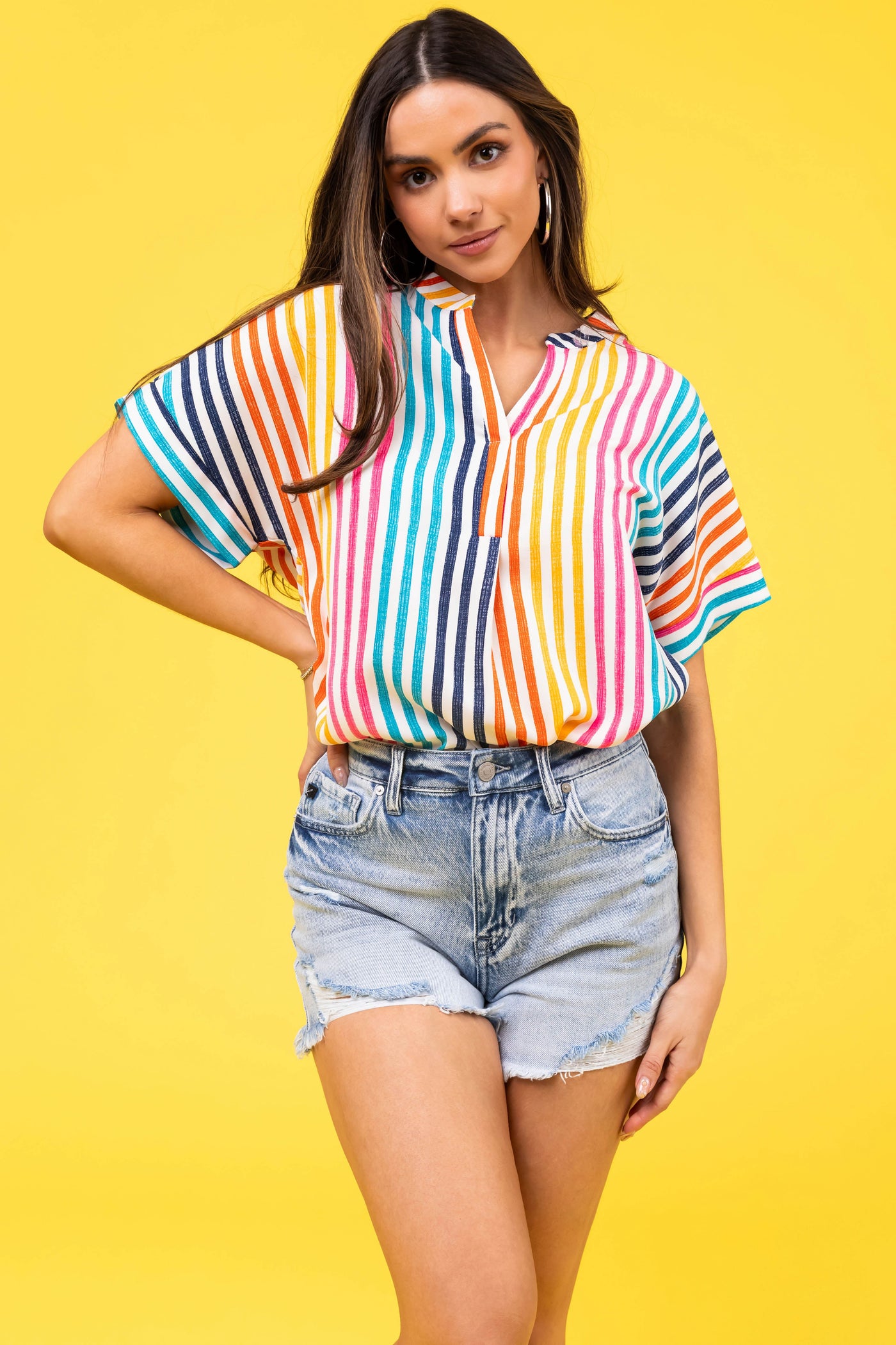 KanCan Medium Washed Distressed Denim Mom Shorts