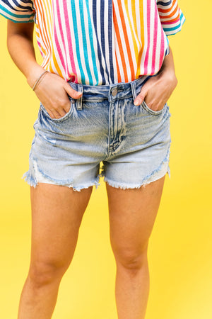 KanCan Medium Washed Distressed Denim Mom Shorts