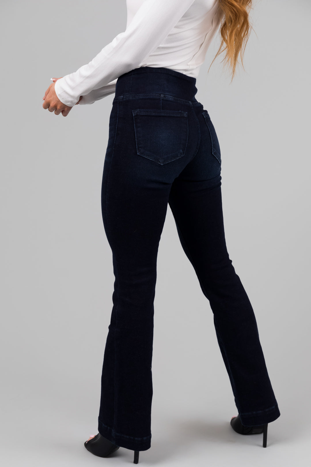 KanCan Super Dark Wash Mid Rise Pull On Bootcut Jeans