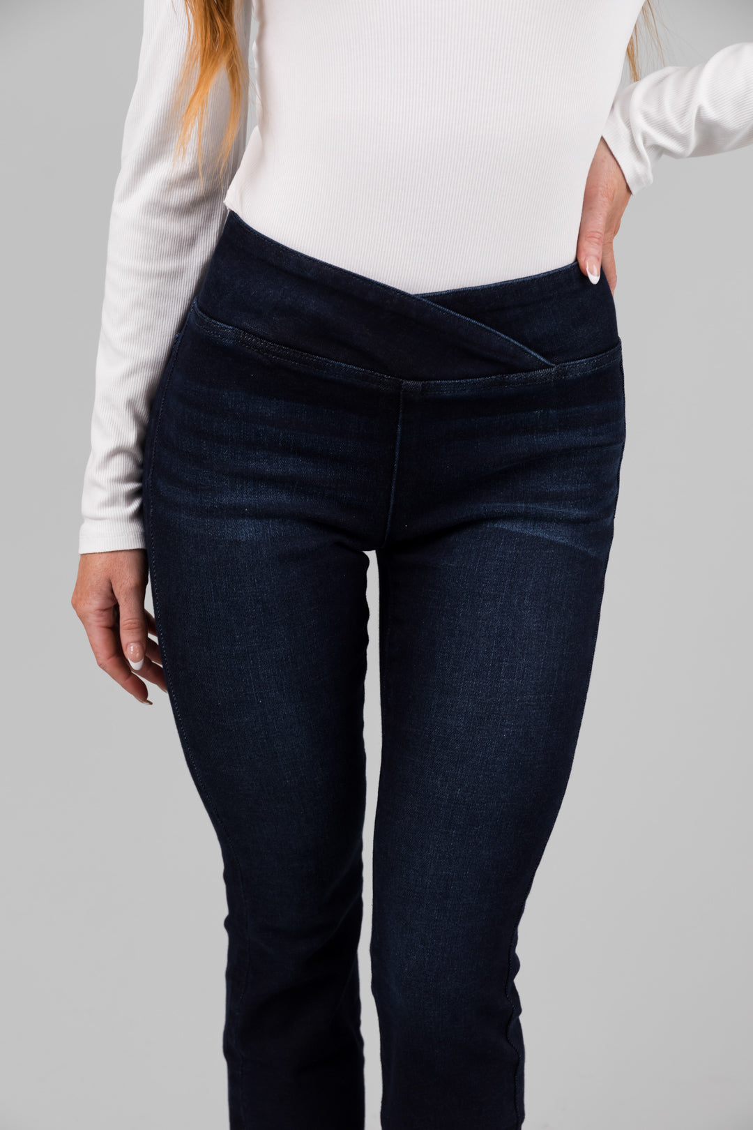 KanCan Super Dark Wash Mid Rise Pull On Bootcut Jeans