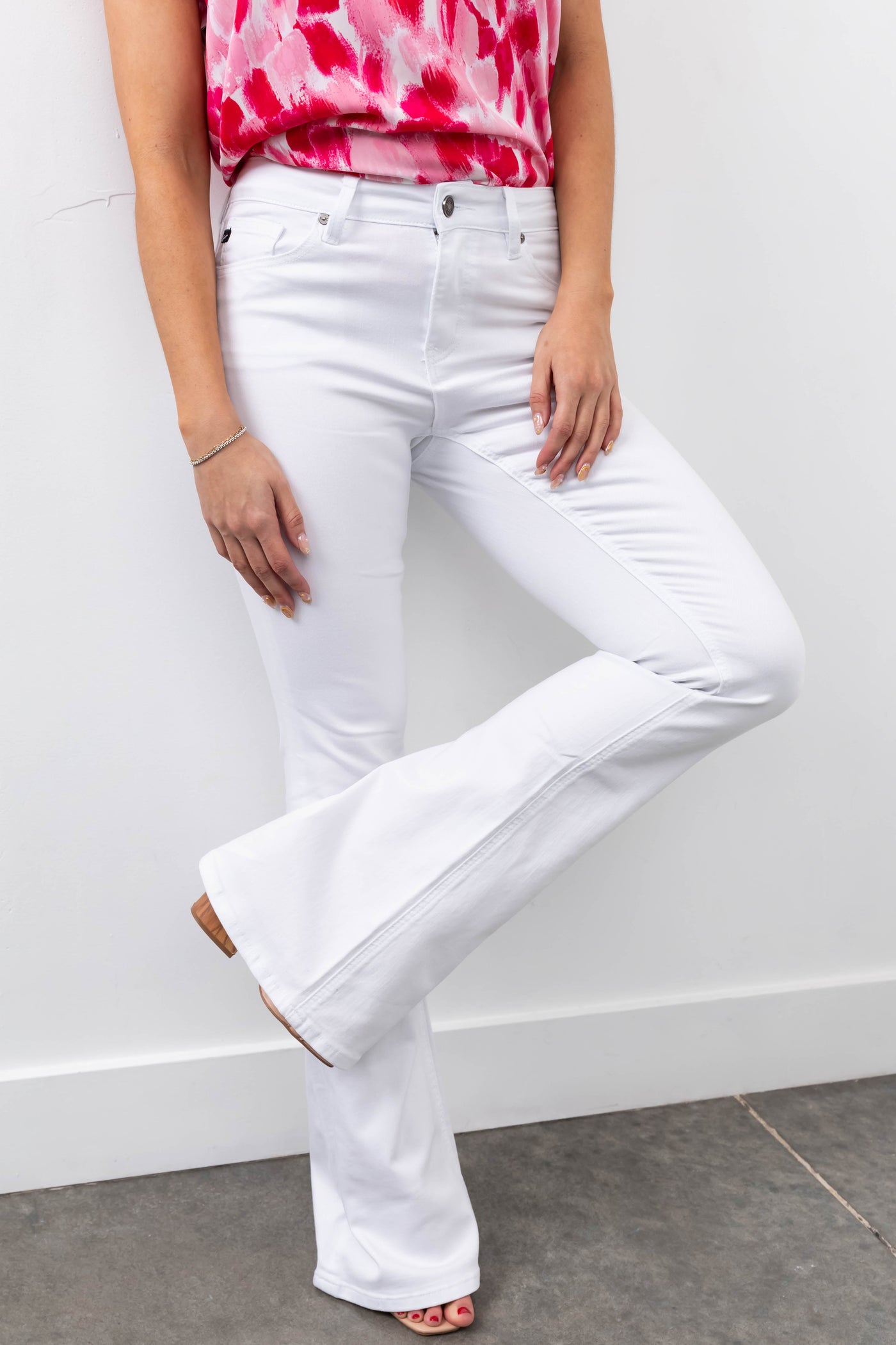 KanCan White Mid Rise Flare Jeans