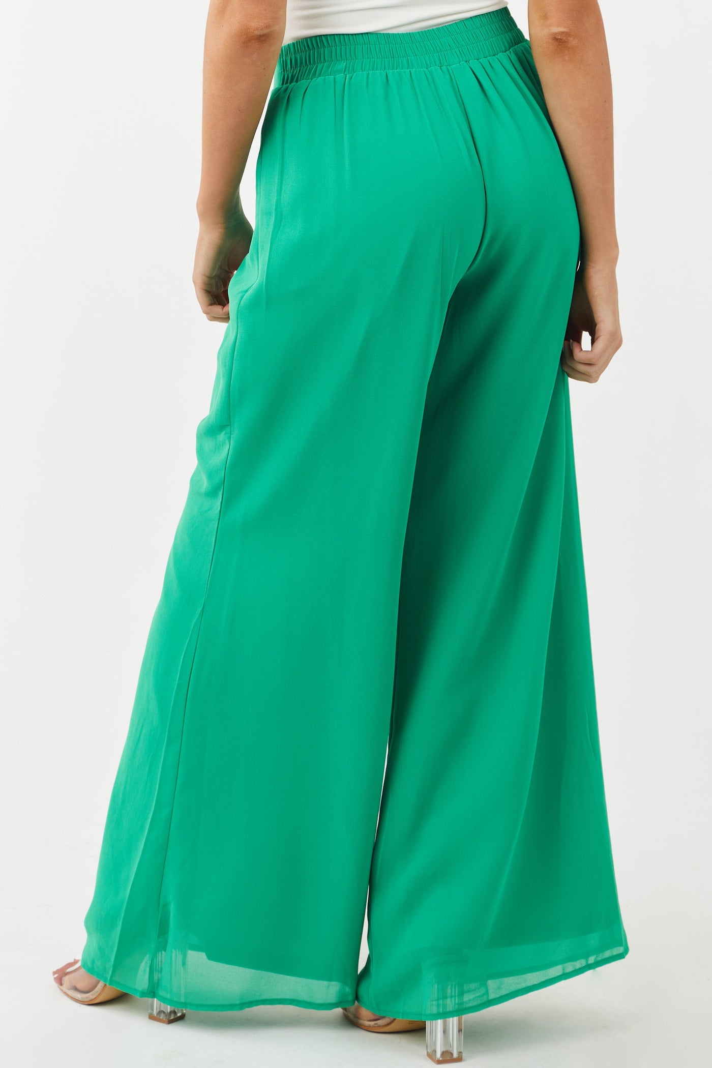 Kelly Green High Rise Woven Wide Leg Pants