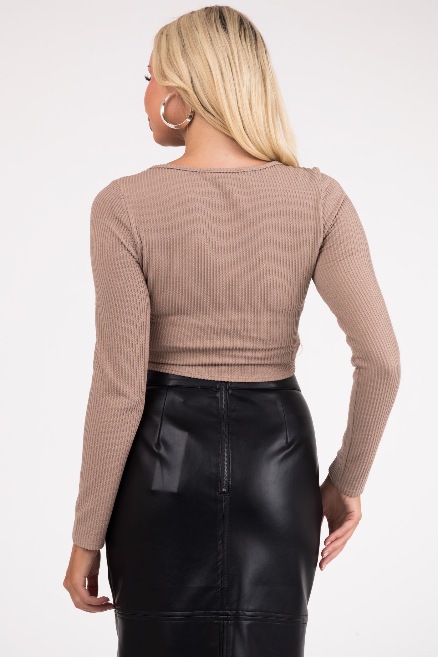 Latte Corset Hem Ribbed Babydoll Crop Top