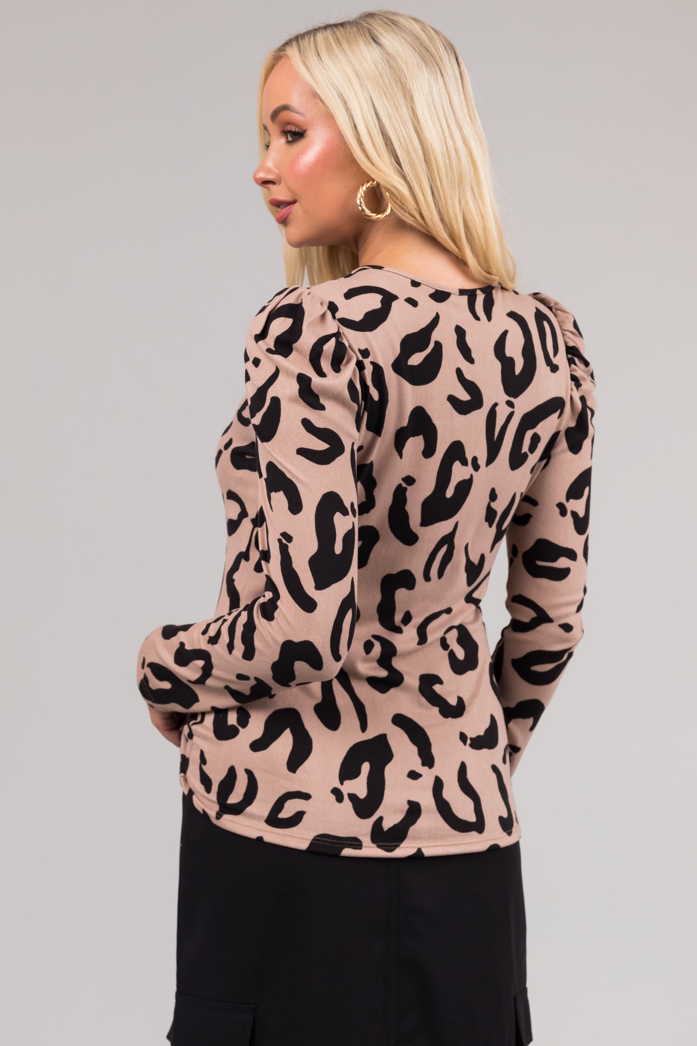 Latte Leopard Print Soft Long Sleeve Top