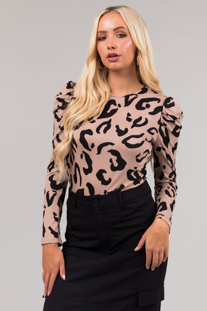 Latte Leopard Print Soft Long Sleeve Top