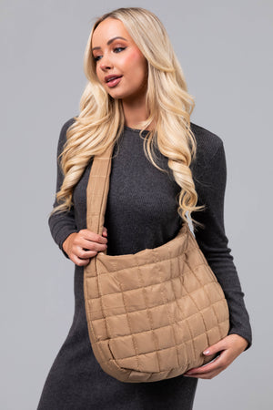 Latte French Quilt Large Handbag