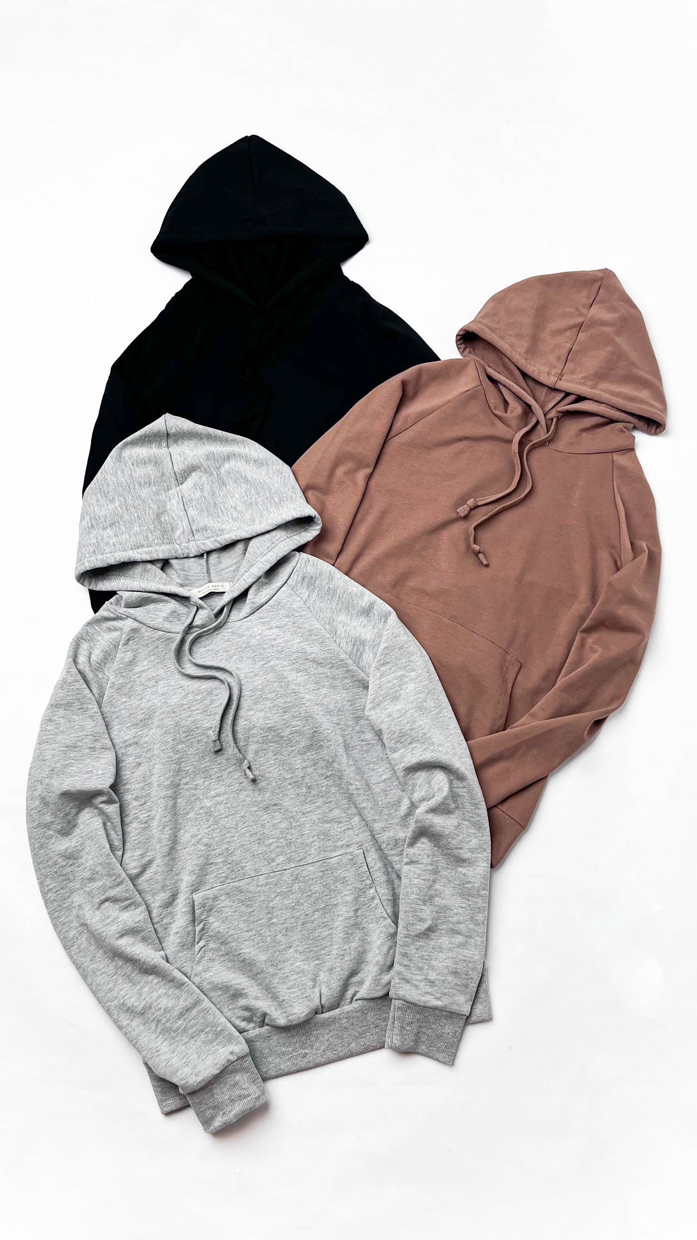 Latte French Terry Lightweight Drawstring Hoodie