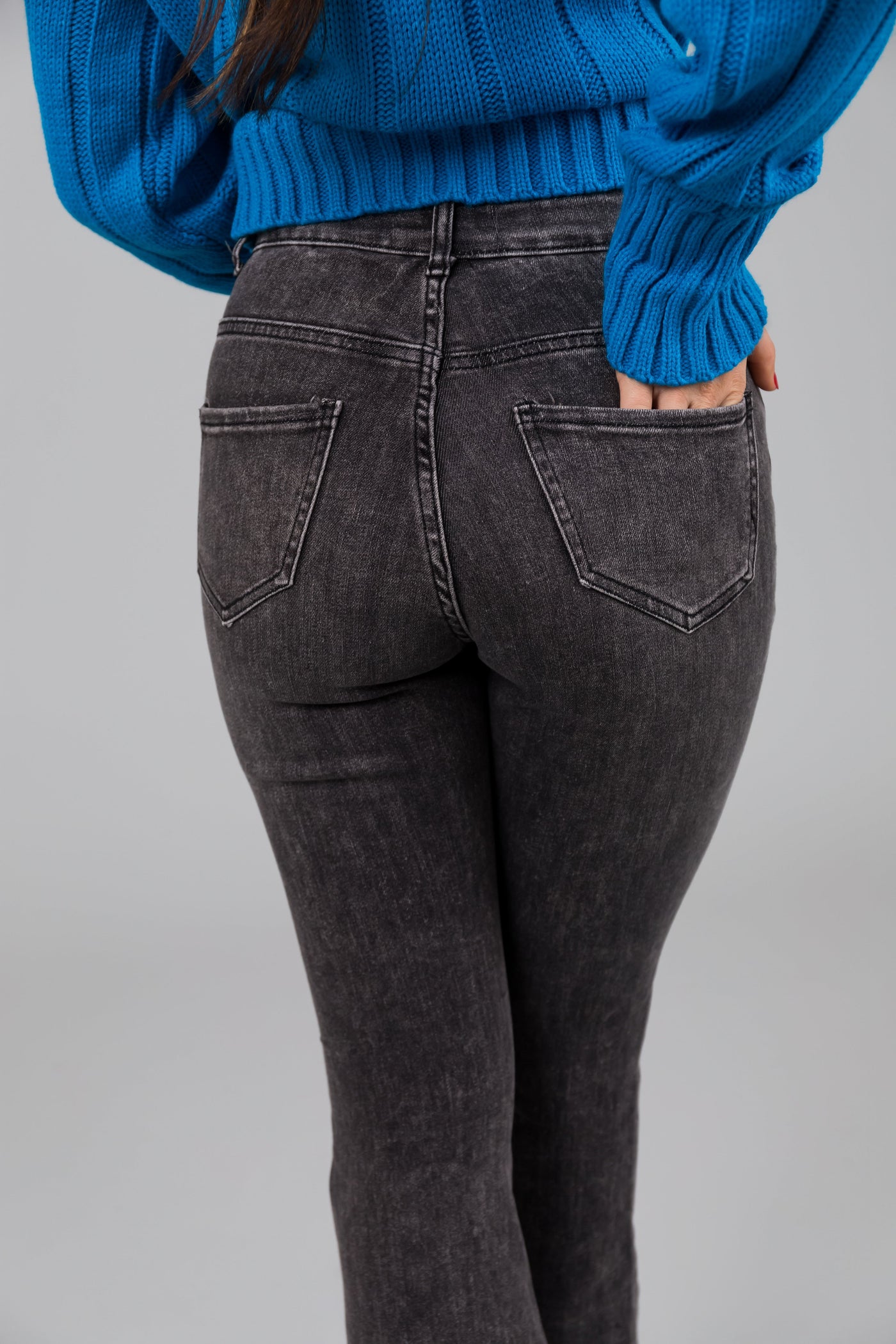 Legend Black Acid Wash High Rise Flare Leg Jeans