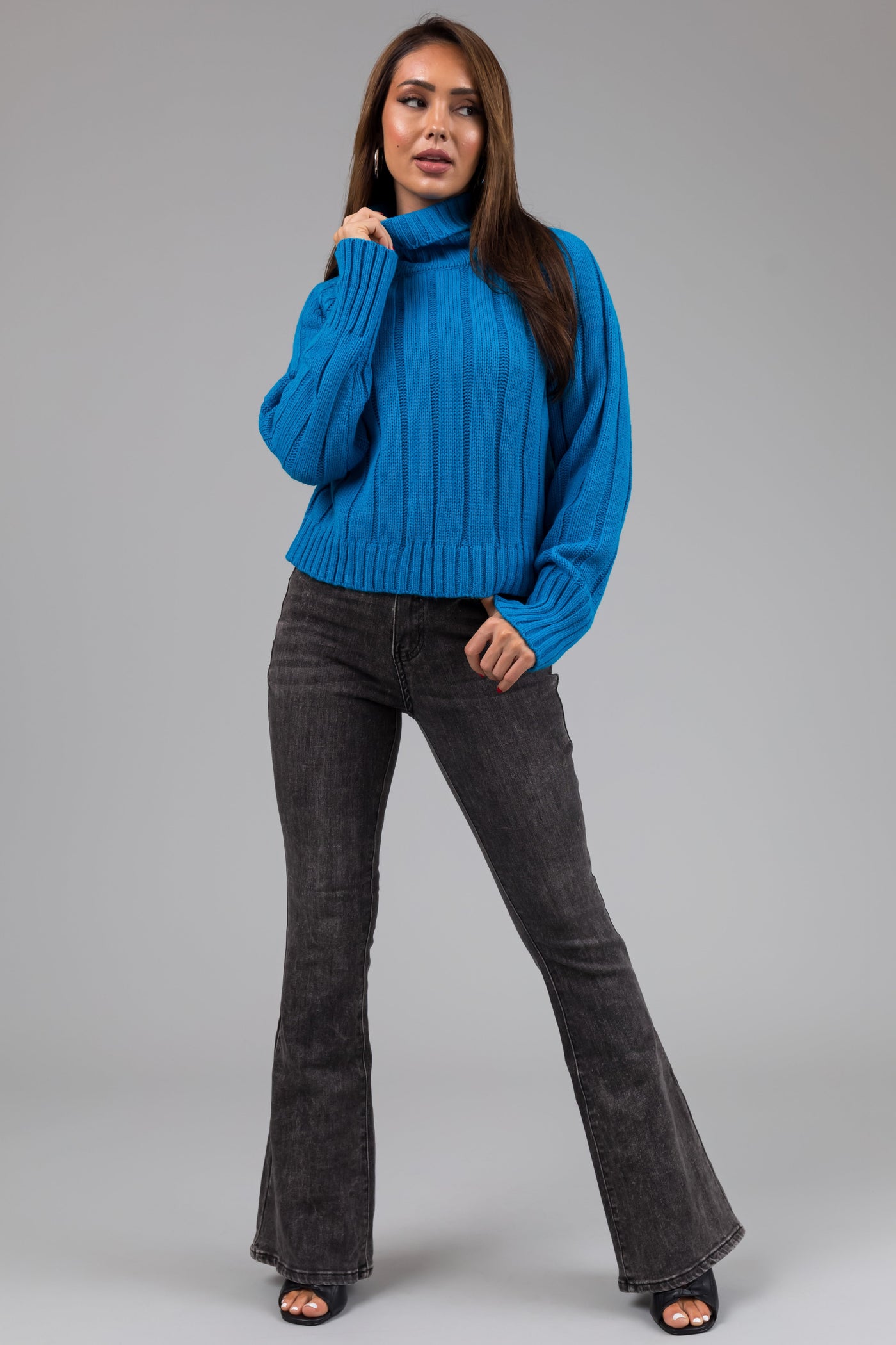 Legend Black Acid Wash High Rise Flare Leg Jeans