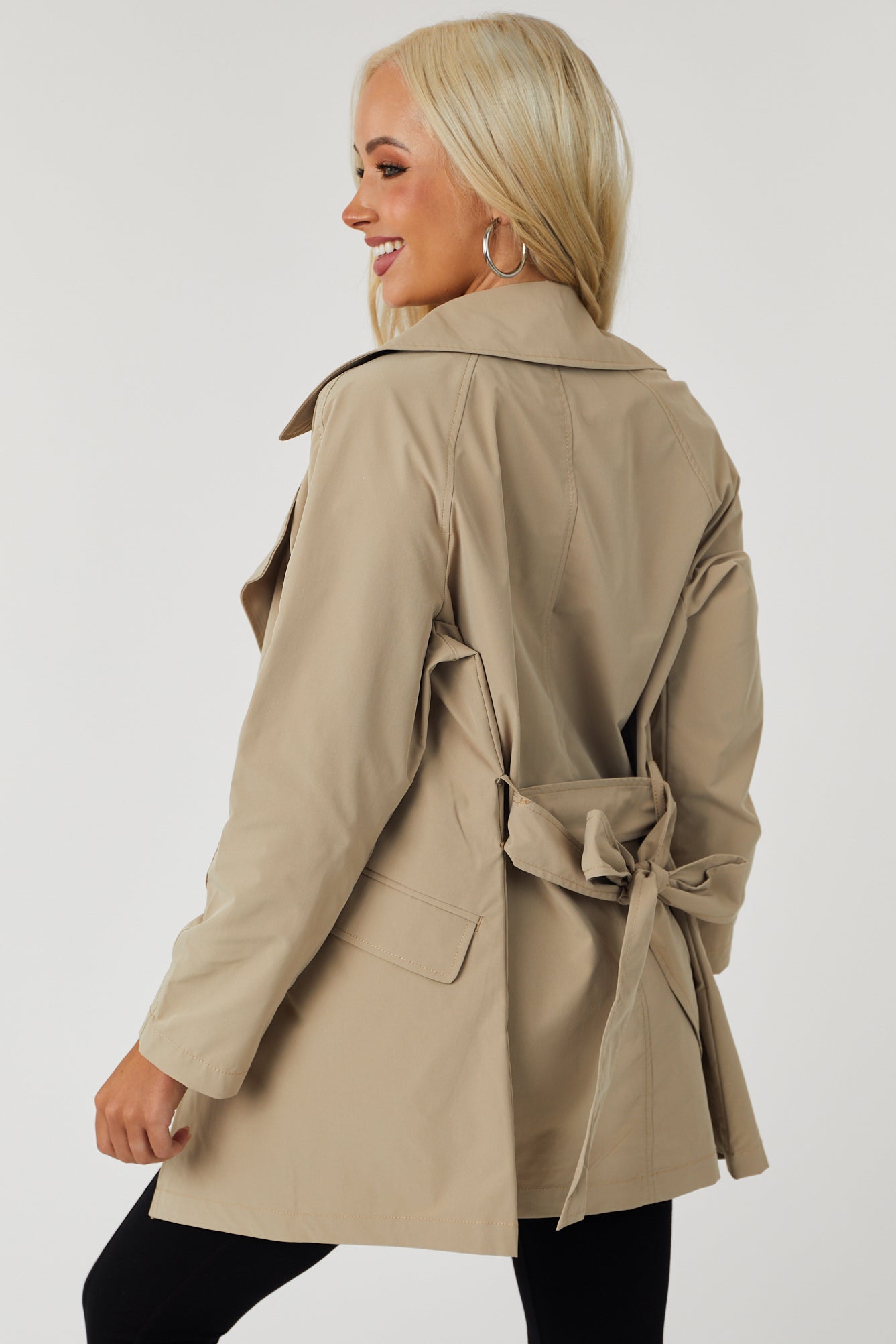 Lex Khaki Short Trench Coat