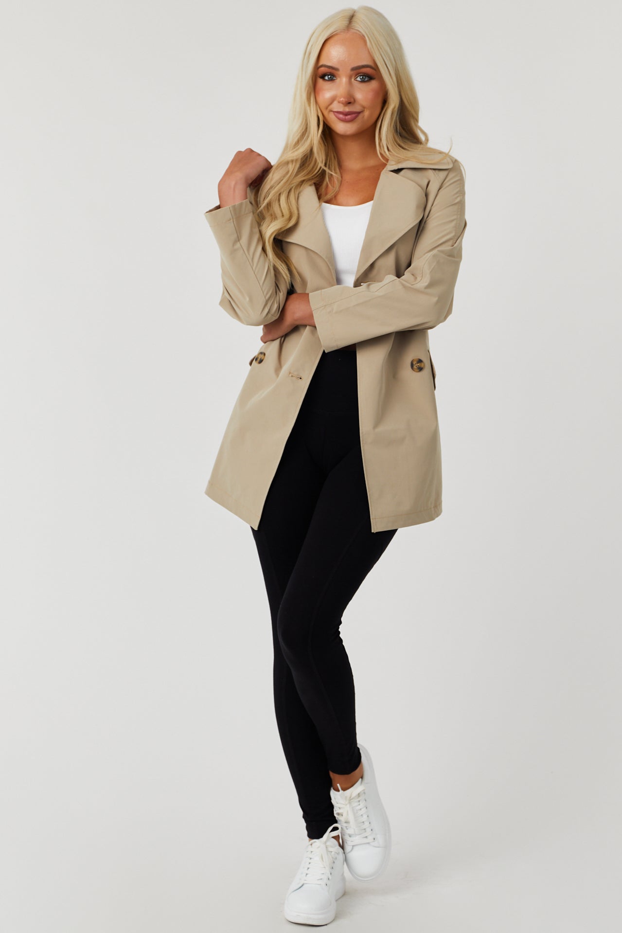 Lex Khaki Short Trench Coat