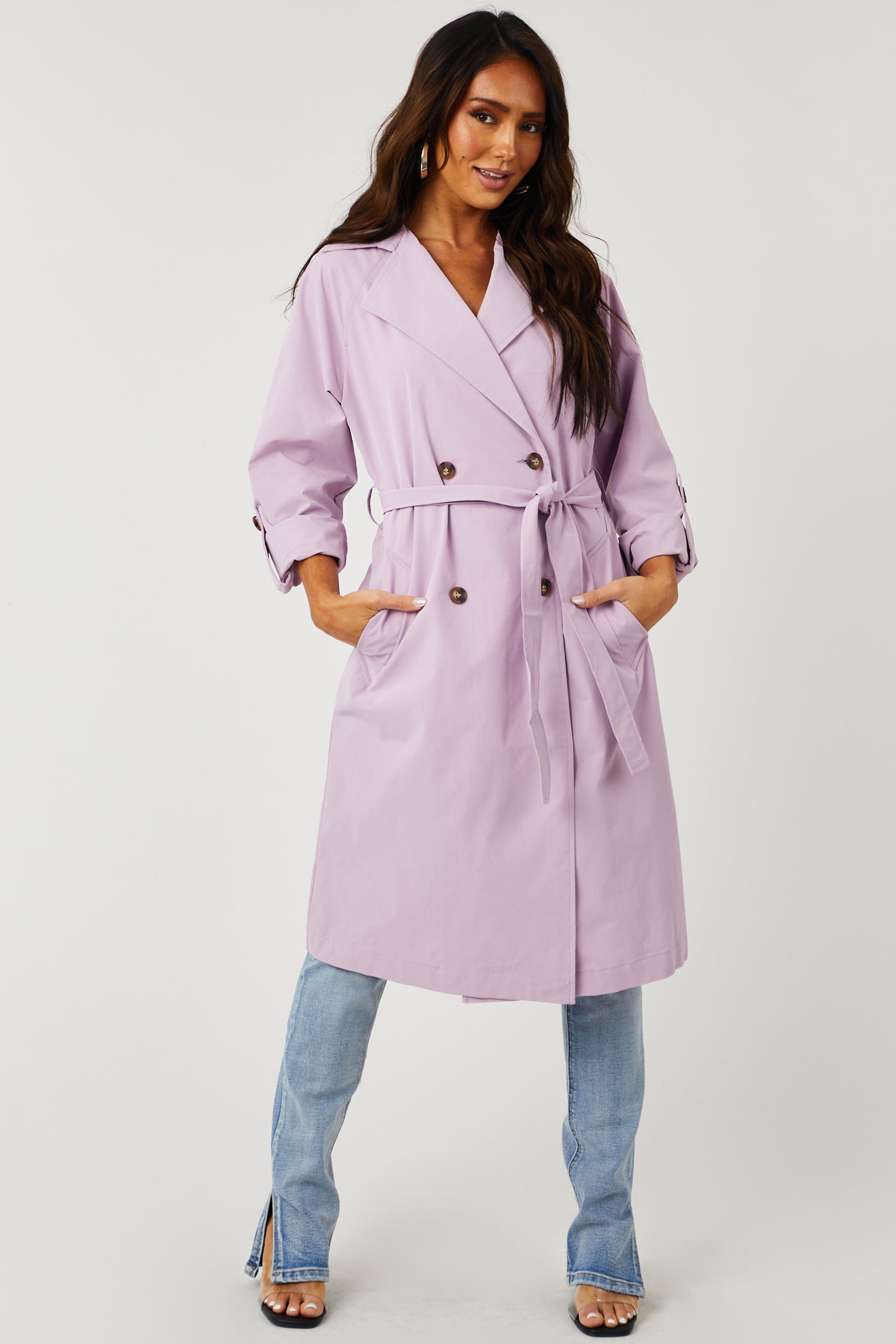 Lex Lavender Lightweight Long Trench Coat