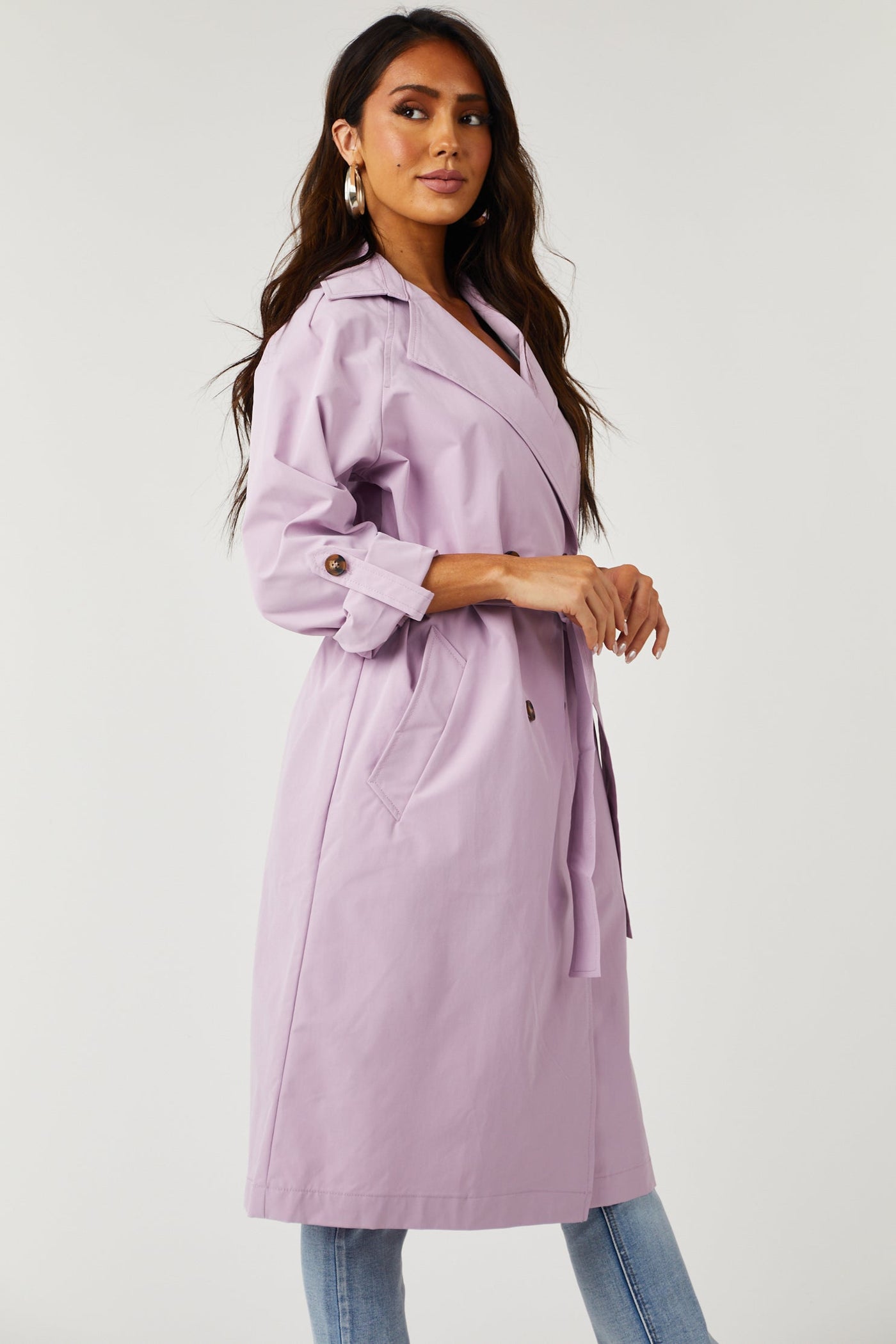 Lex Lavender Lightweight Long Trench Coat