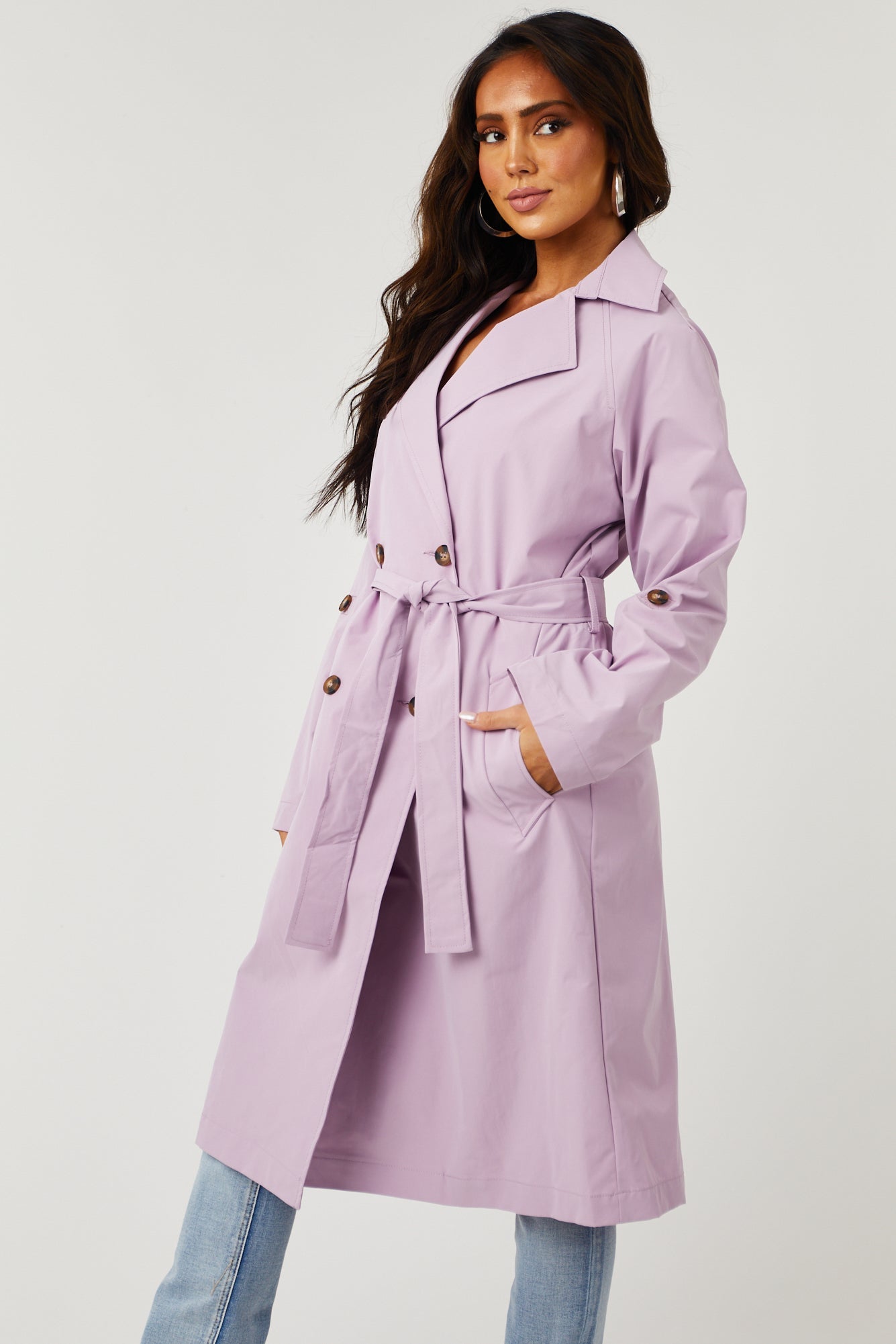 Lex Lavender Lightweight Long Trench Coat