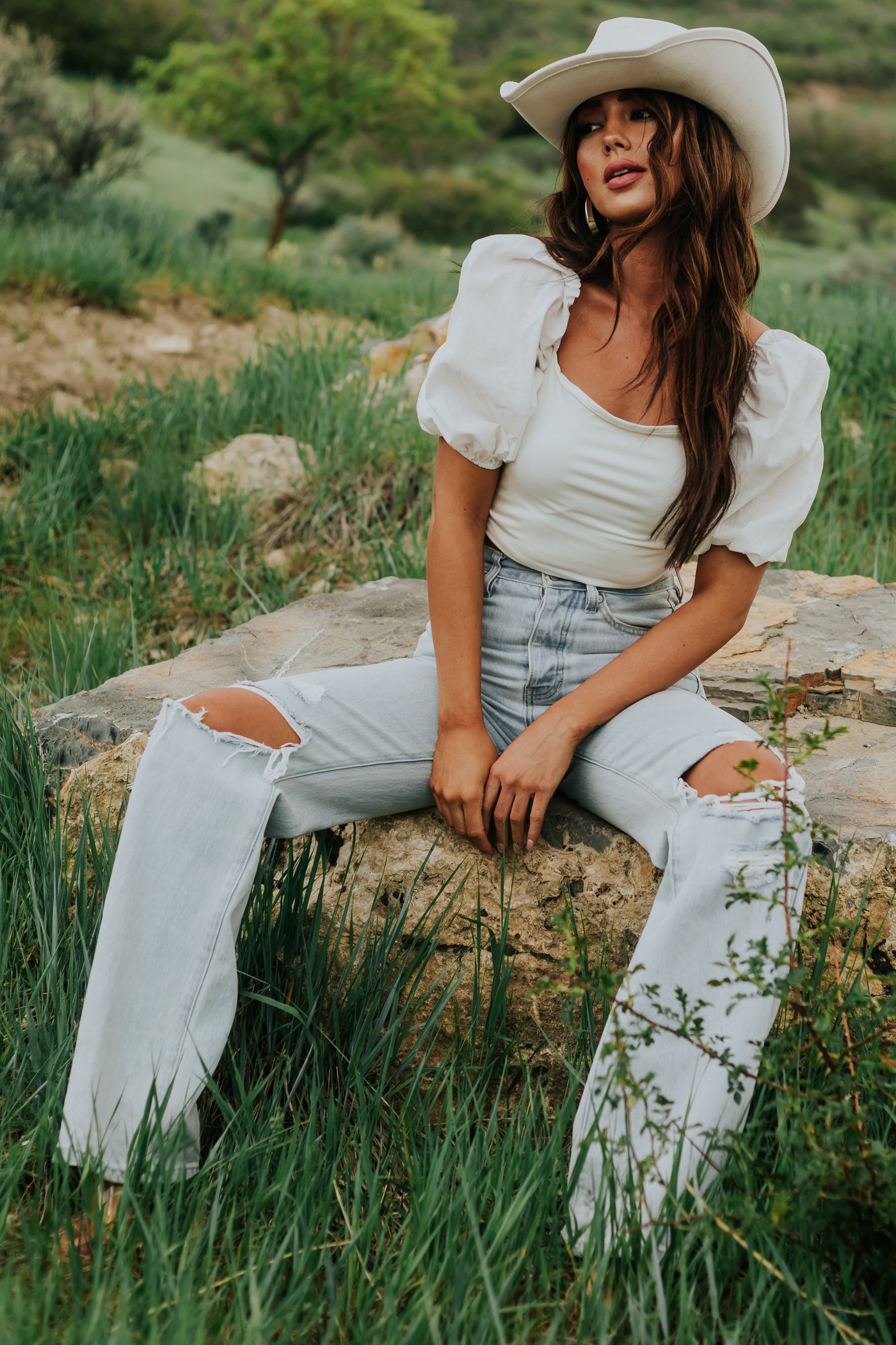 Light Denim High Rise Distressed Jeans