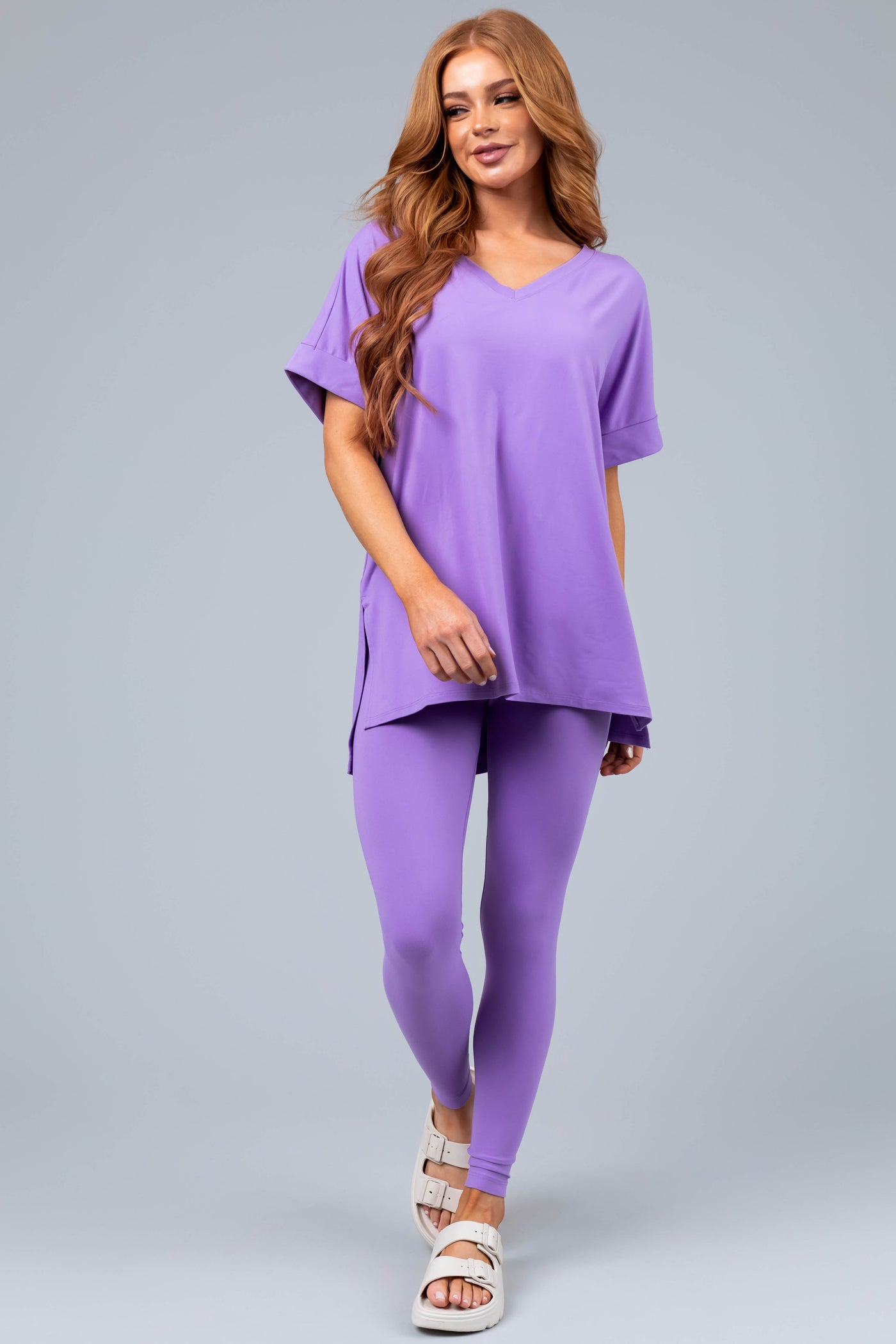 Light Iris Microfiber Top and Leggings Set