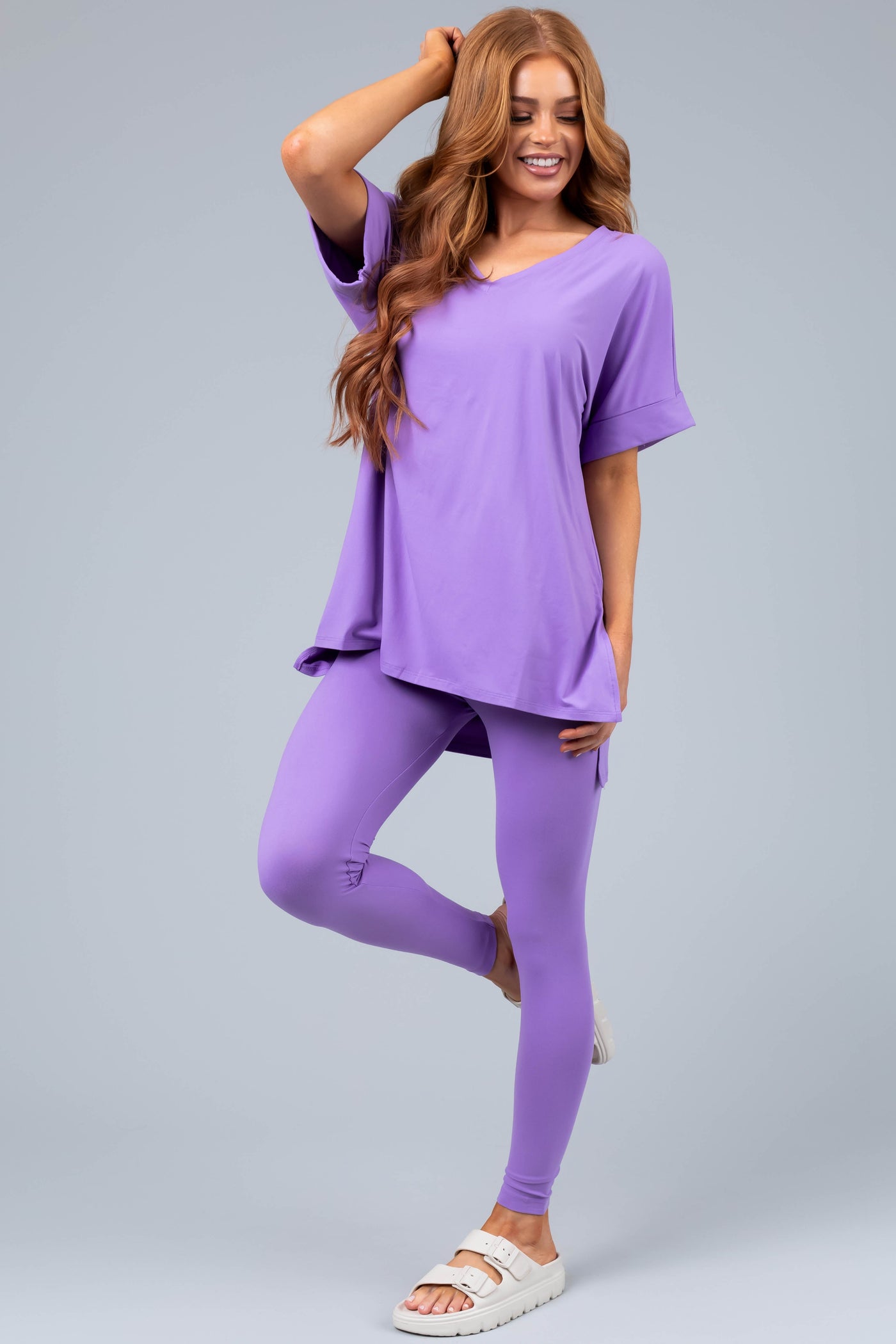 Light Iris Microfiber Top and Leggings Set