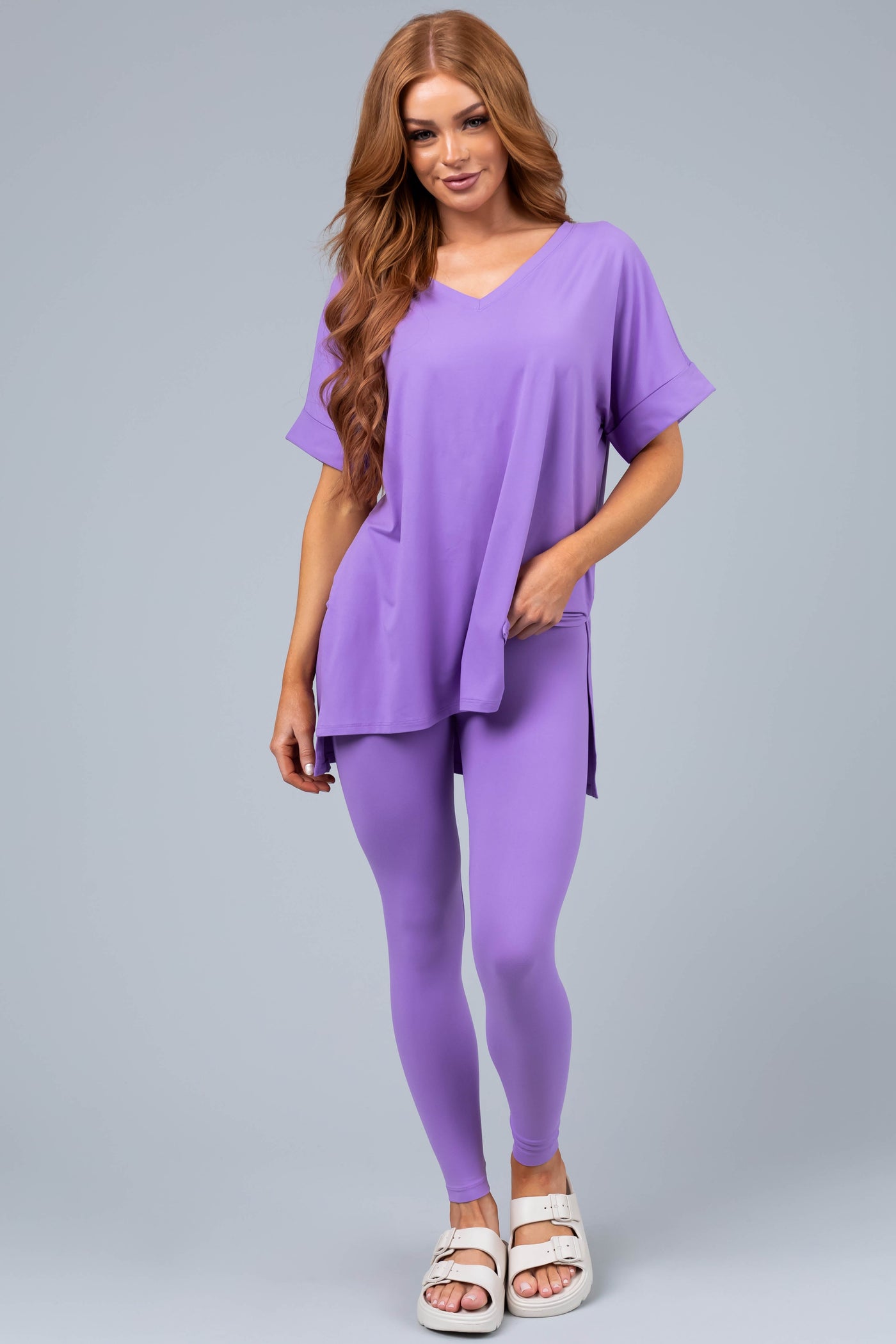 Light Iris Microfiber Top and Leggings Set