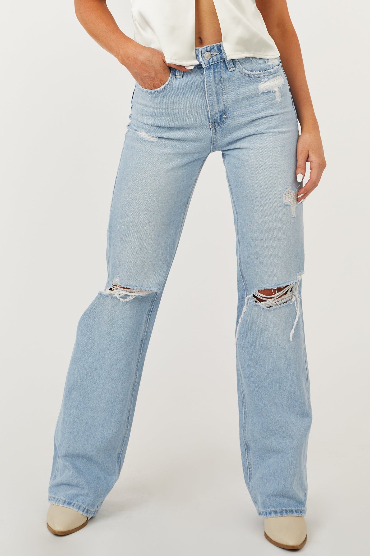 Light Wash High Rise 90's Vintage Flare Jeans