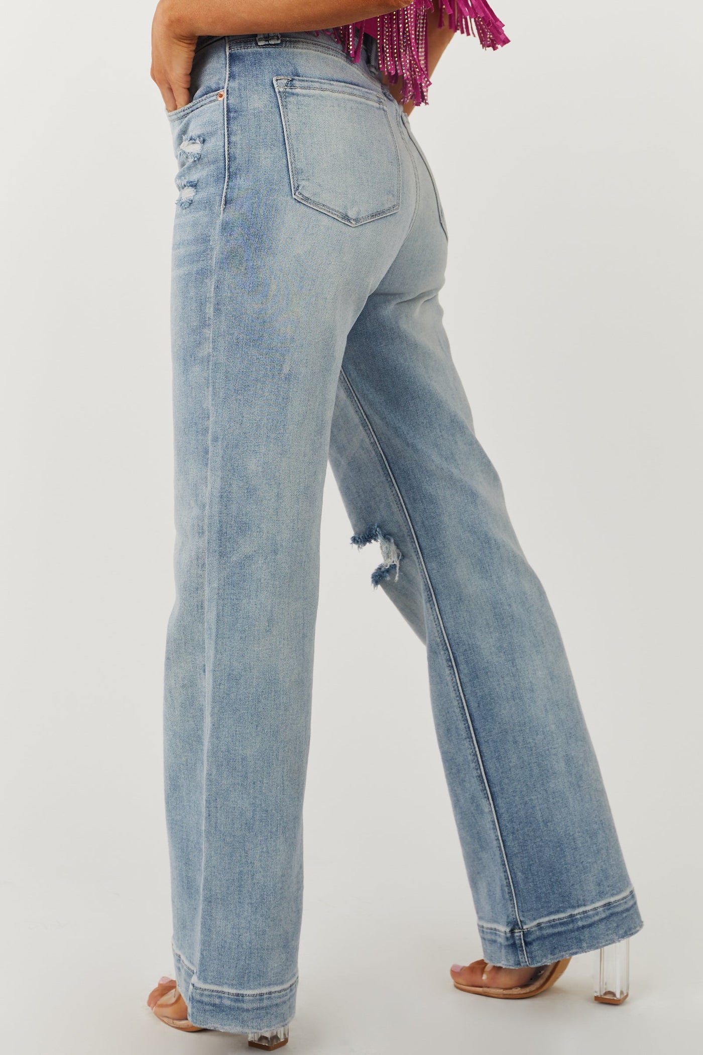 Light Wash High Rise Wide Leg Denim Jeans