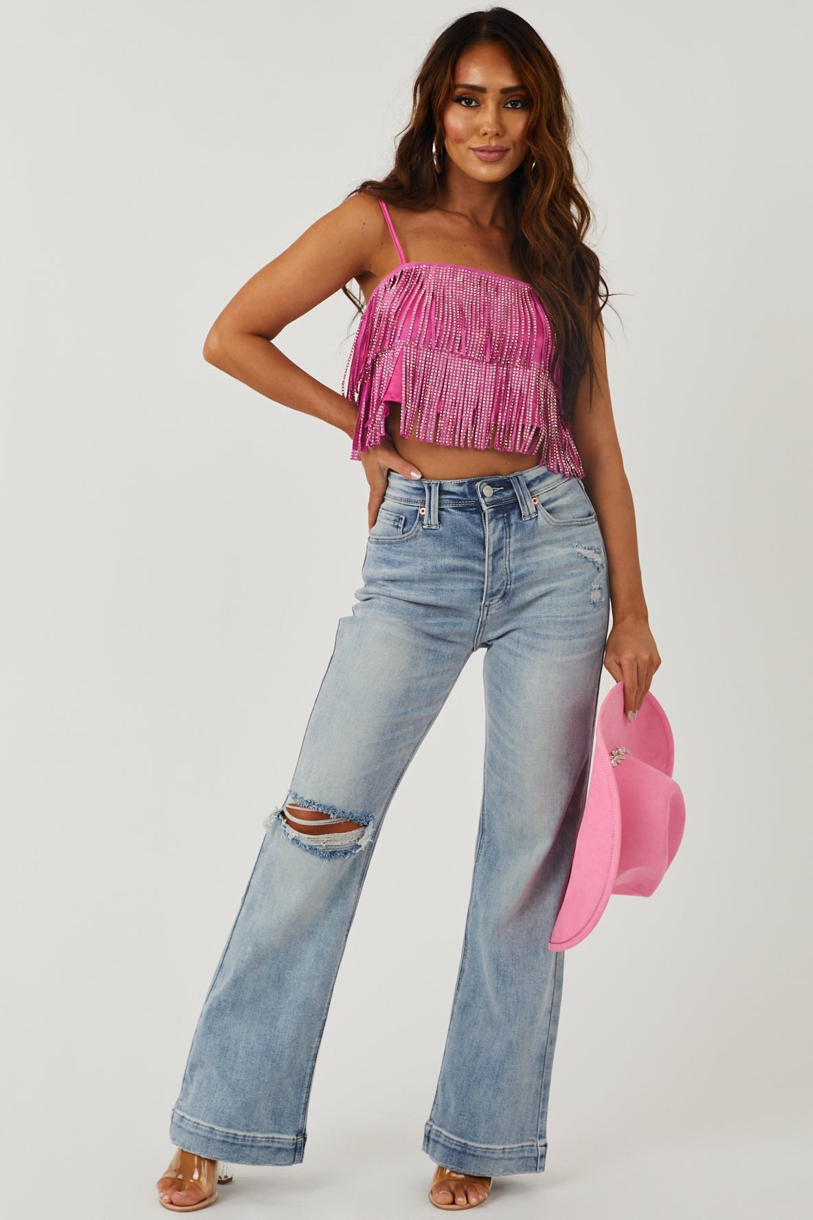 Light Wash High Rise Wide Leg Denim Jeans