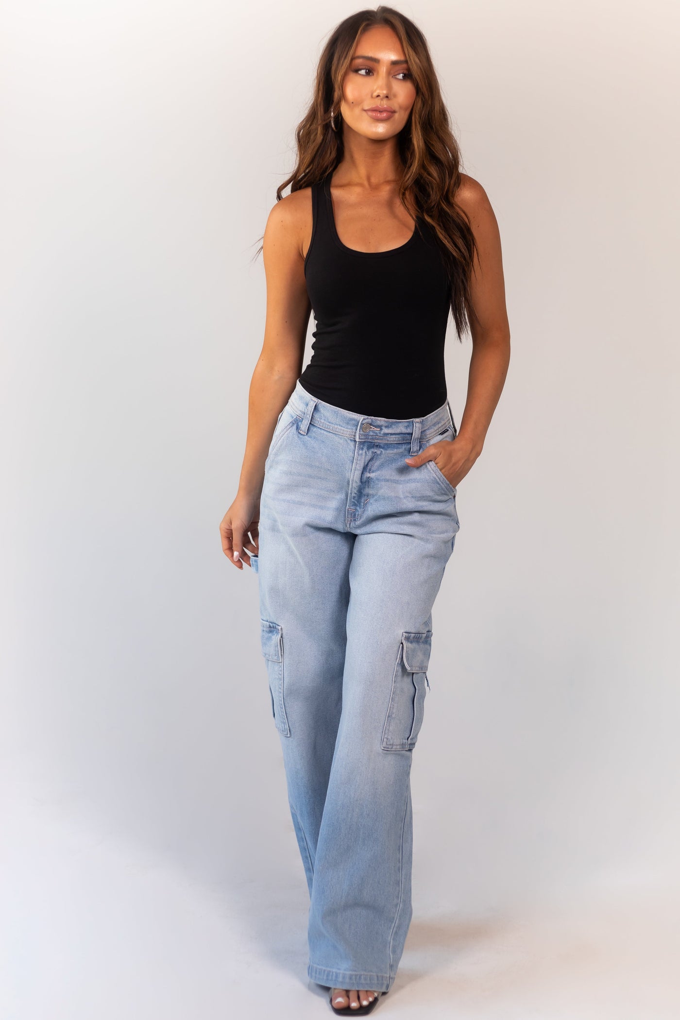 Light Wash Vintage Relaxed Cargo Jeans