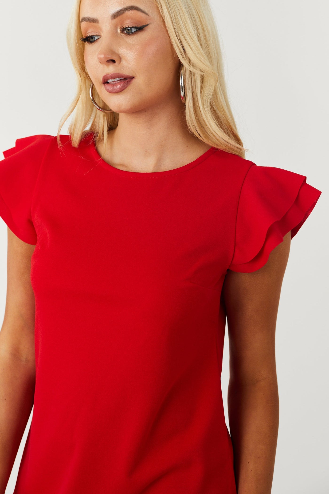 Lily Cherry Ruffle Sleeve Shift Dress