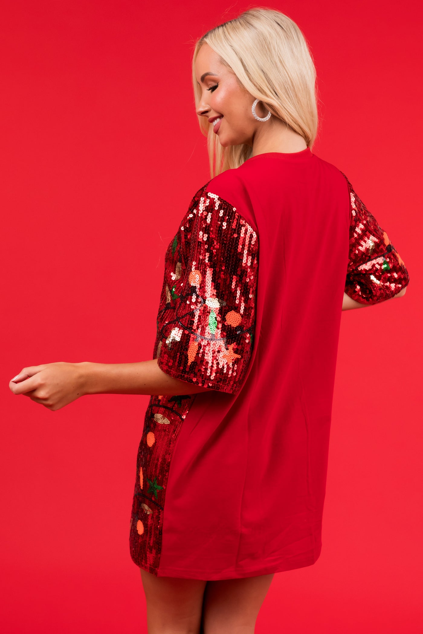 Lipstick Christmas Lights Sequin Short Dress