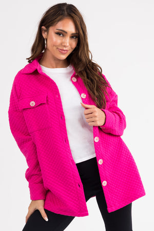 Magenta Button Down Quilted Shacket