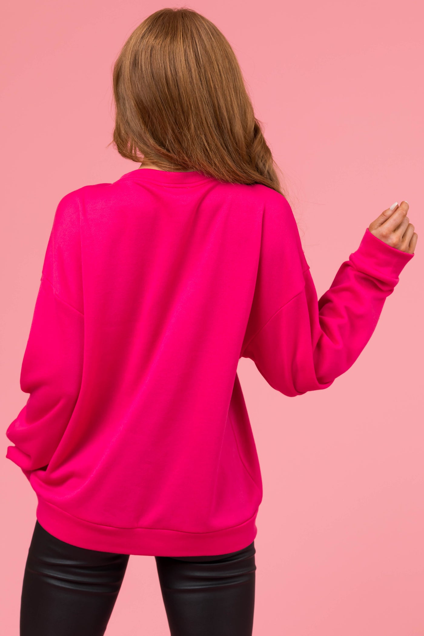 Magenta Chunky 'XOXO' Long Sleeve Sweatshirt