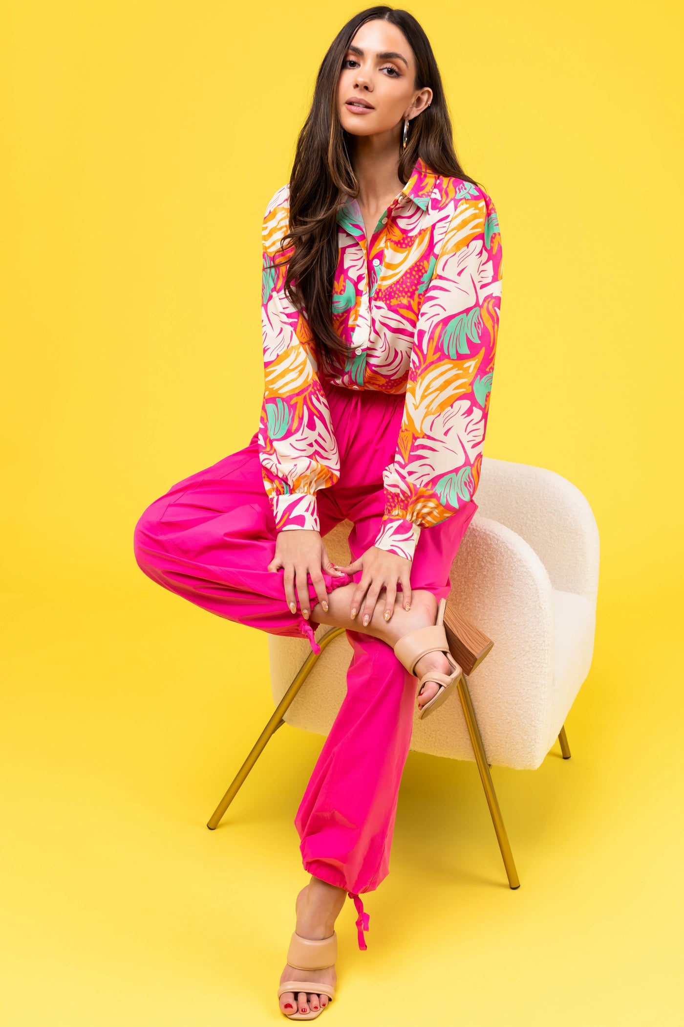 Magenta Drawstring Hem Windbreaker Pants