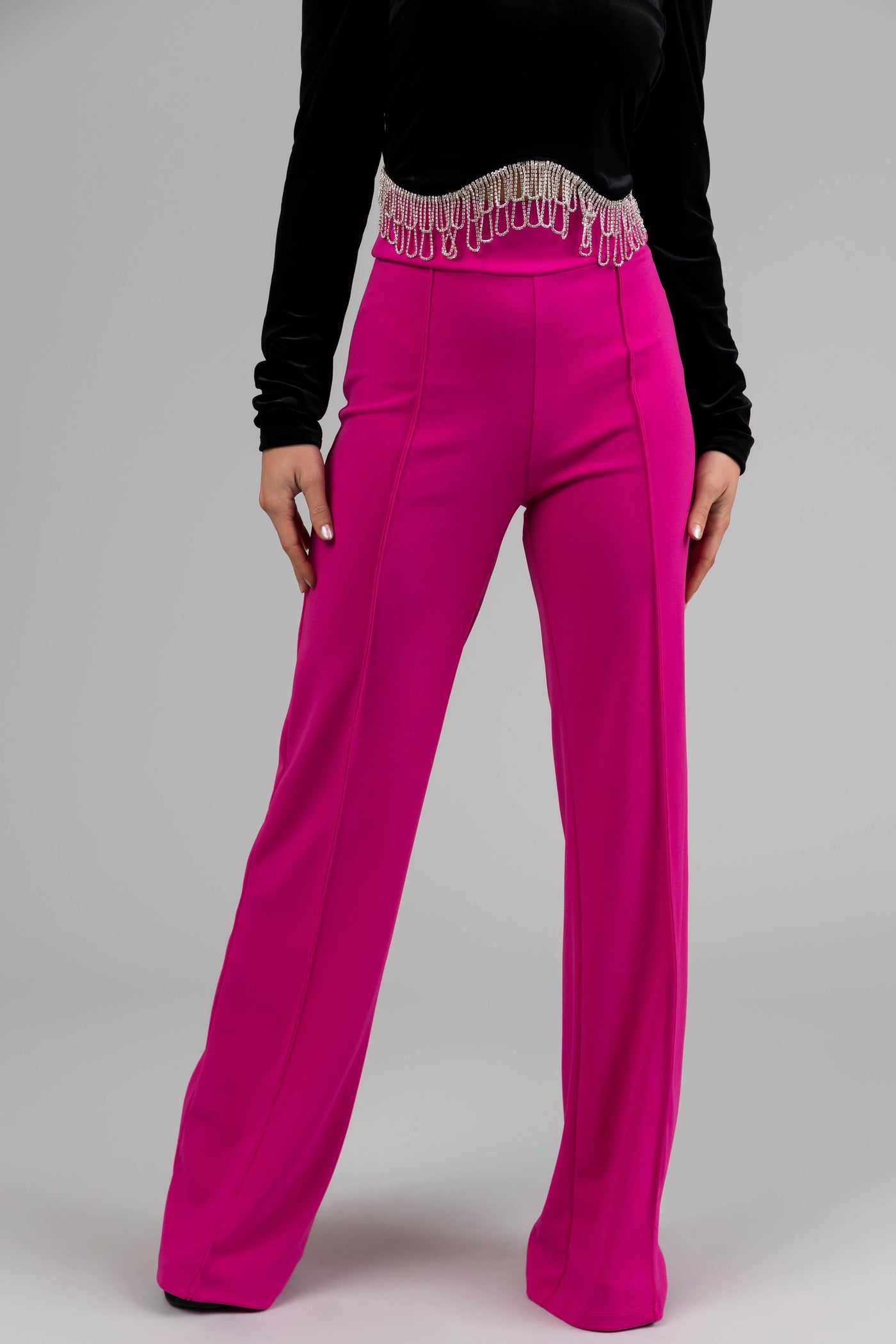 Magenta Vertical Seam Wide Leg Pants