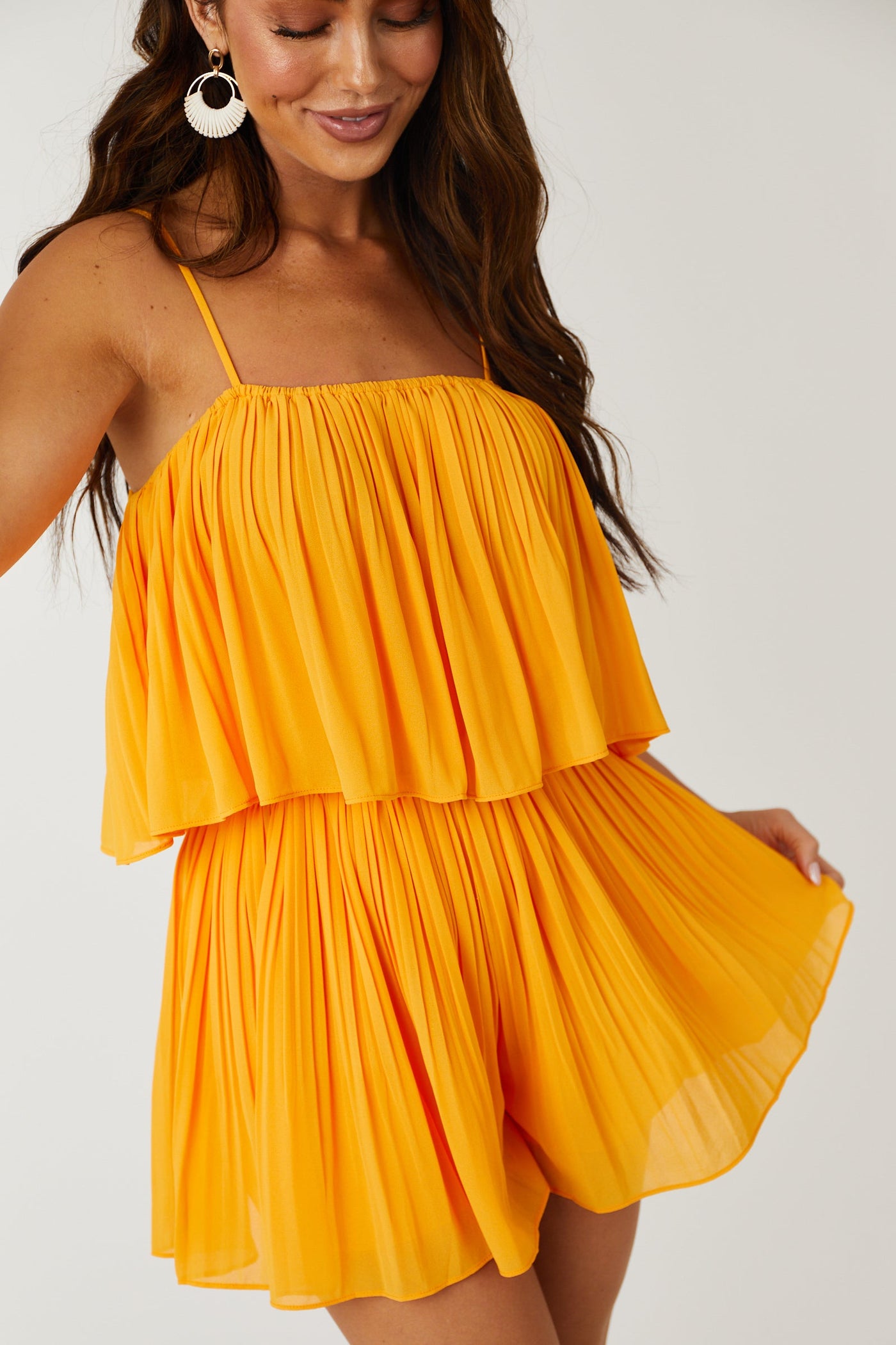 Mango Sleeveless Pleated Overlaying Romper