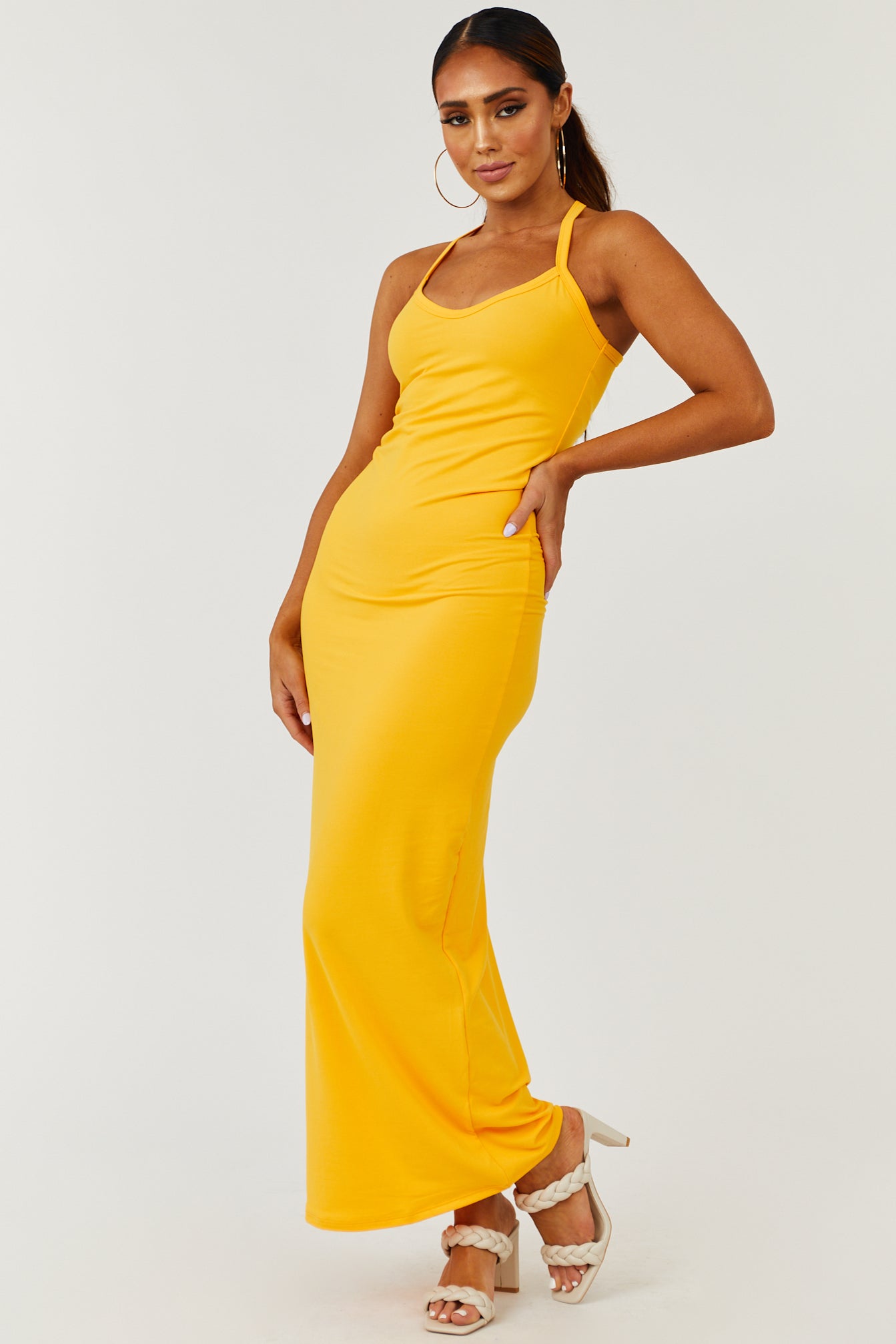 Marigold Racerback Soft Knit Cami Maxi Dress