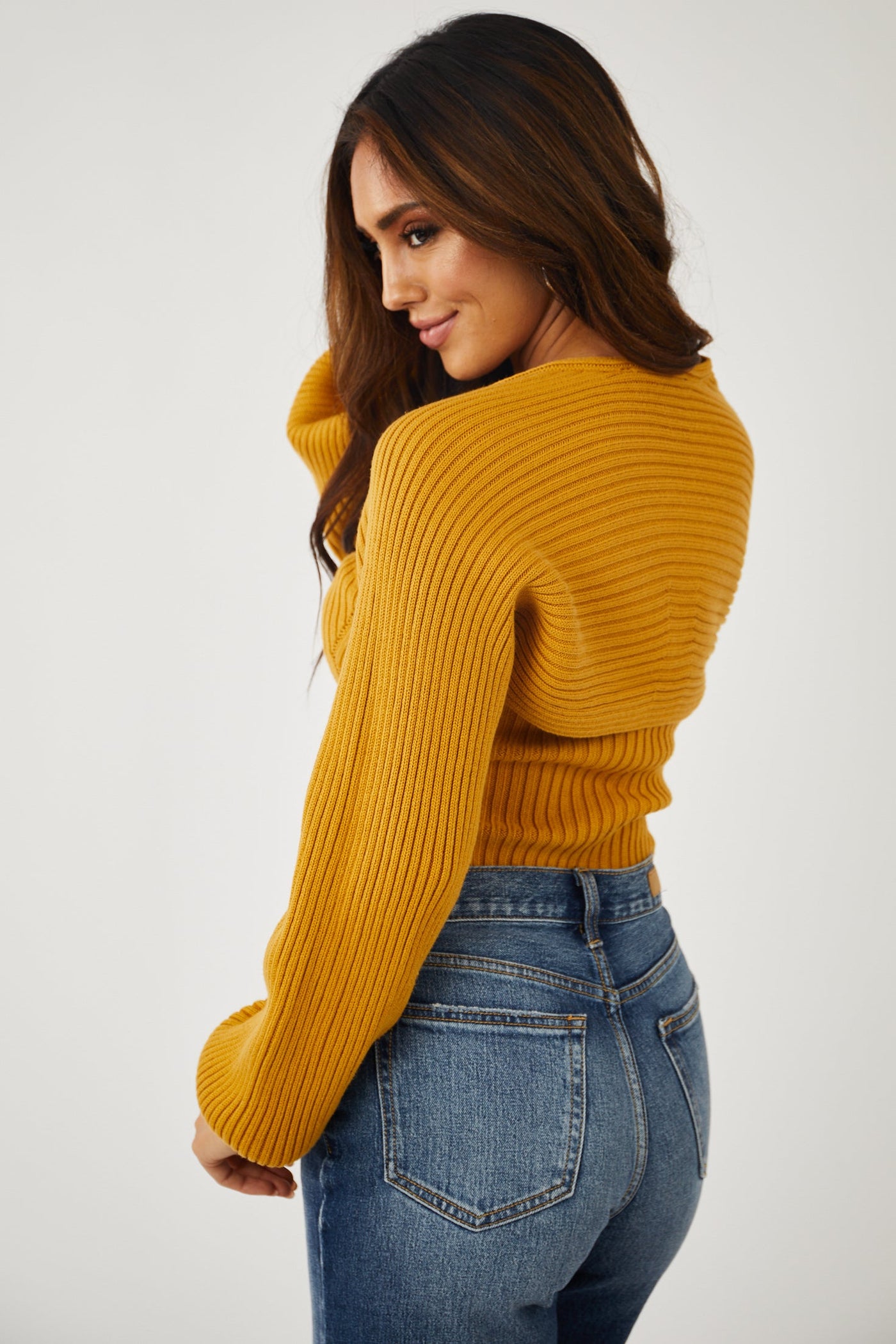 Marigold Strapless Crop Top and Bolero Two Piece Set