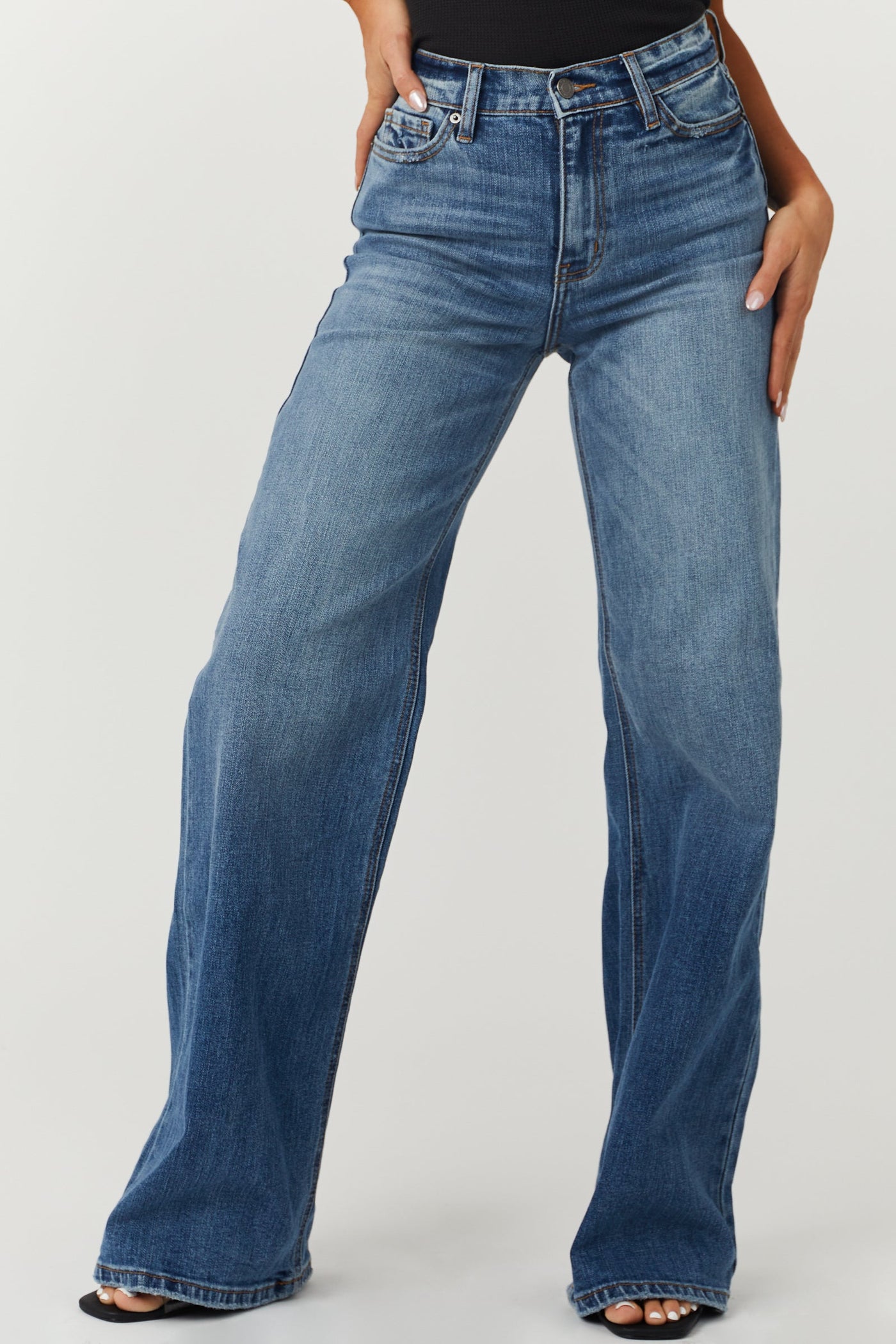 Medium Wash High Rise Light Distressed Jeans