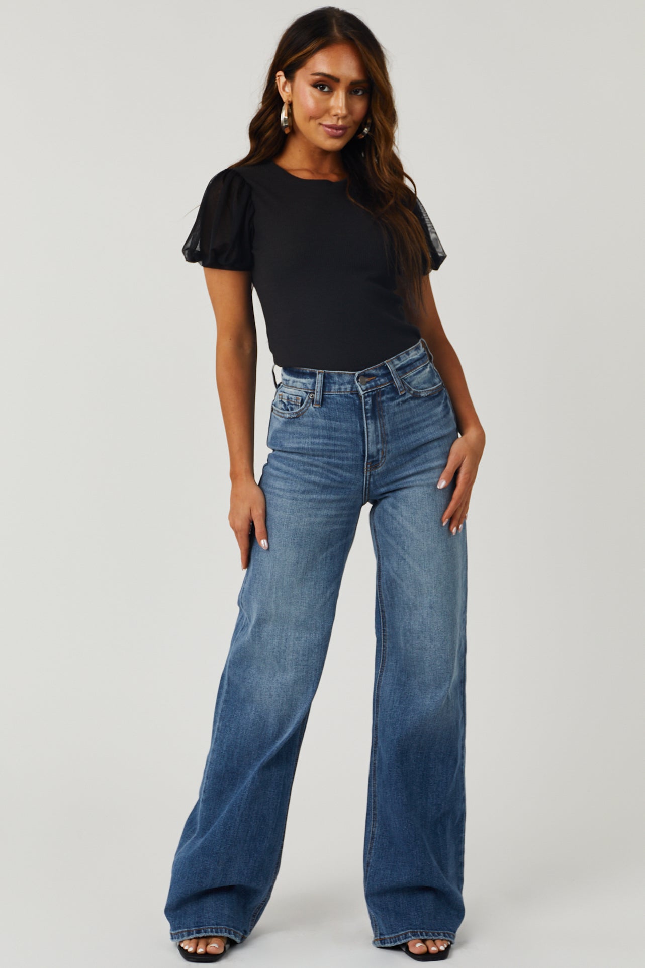 Medium Wash High Rise Light Distressed Jeans