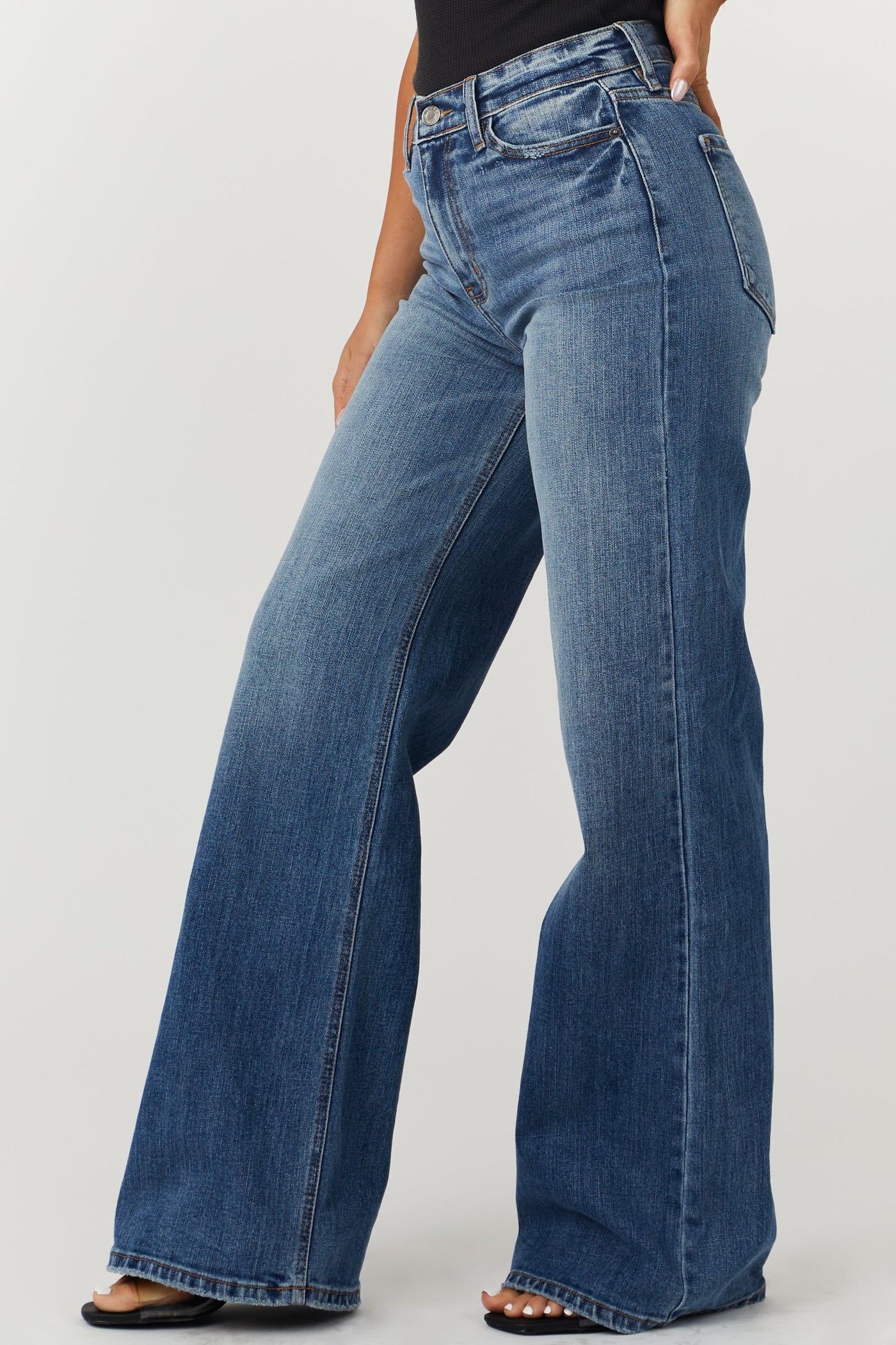 Medium Wash High Rise Light Distressed Jeans