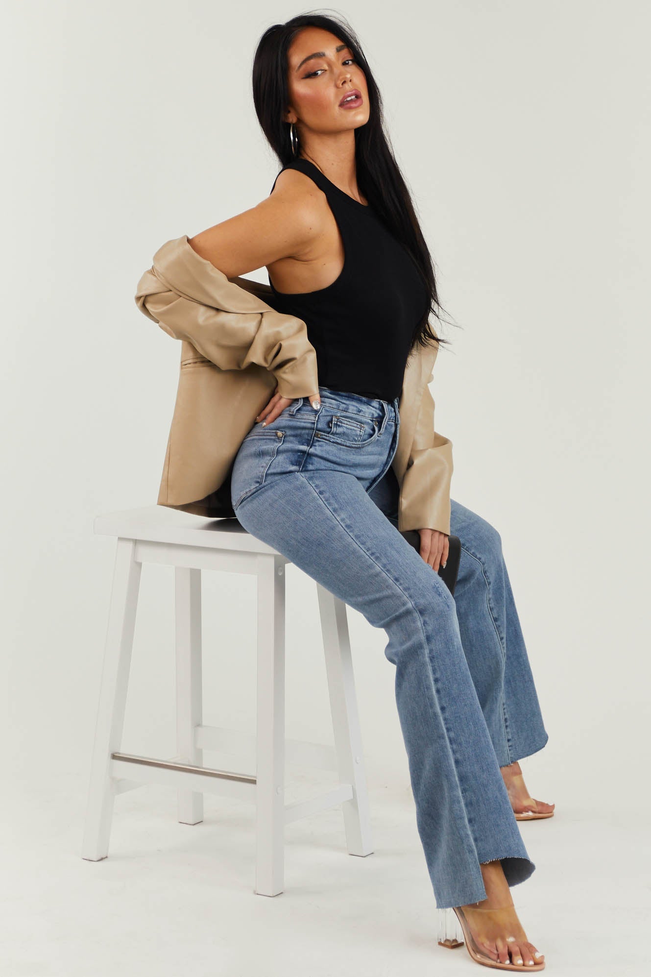 Medium Wash High Rise Slim Bootcut Jeans