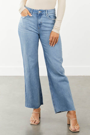 Medium Wash High Rise Wide Leg Jeans