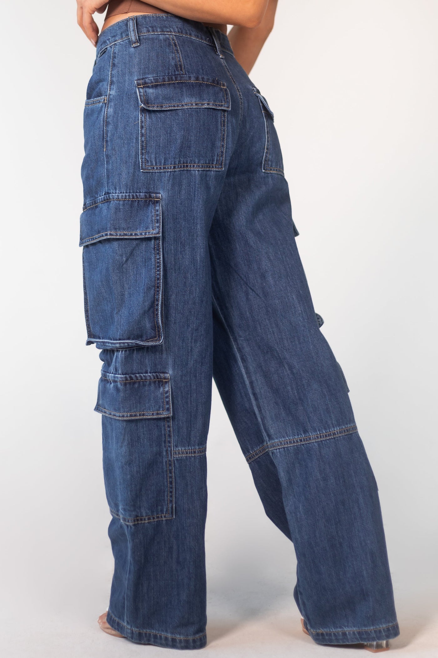 Medium Wash Low Waisted Vintage Wide Leg Jeans