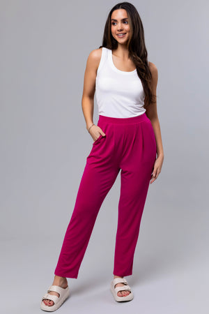 Mulberry High Waist Pleated Straight Leg Pants