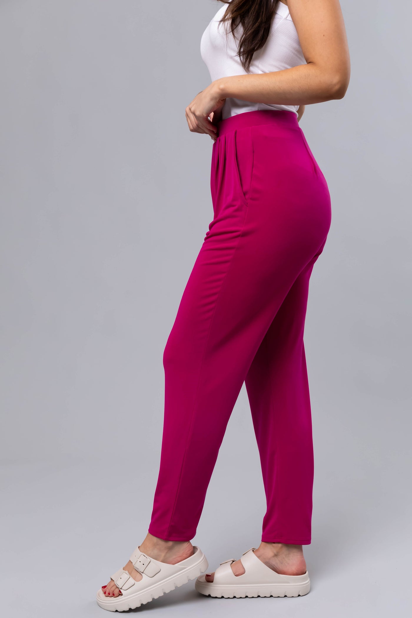 Mulberry High Waist Pleated Straight Leg Pants