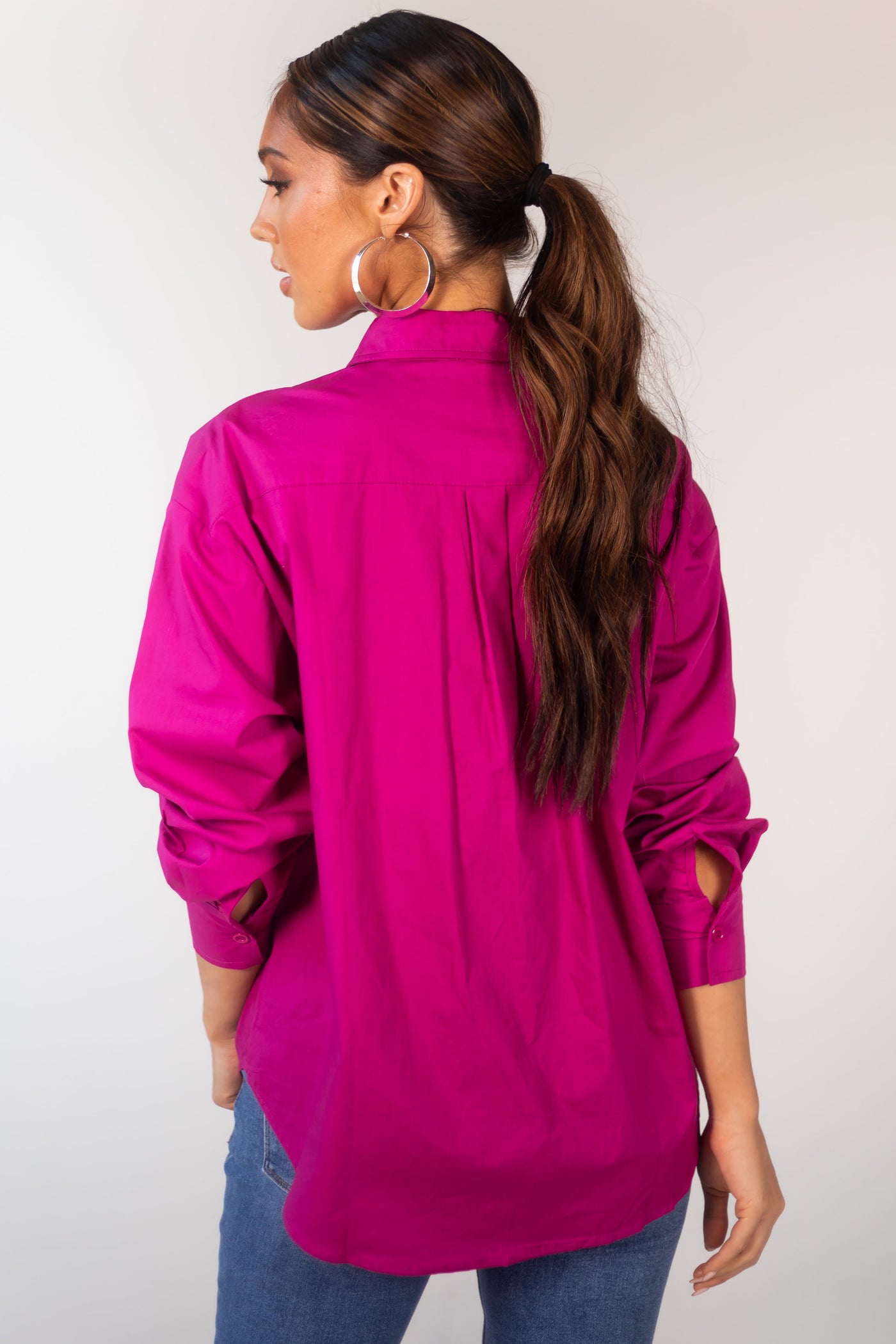 Mulberry Oversized Long Sleeve Button Down Blouse