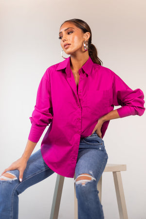 Mulberry Oversized Long Sleeve Button Down Blouse