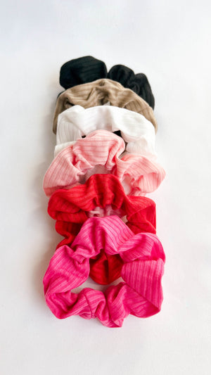 Multicolor Textured Knit Six Pack Scrunchies